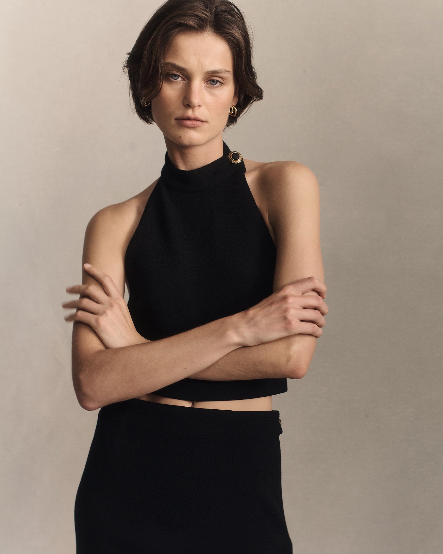 Gabrielle Crop - Black Crepe