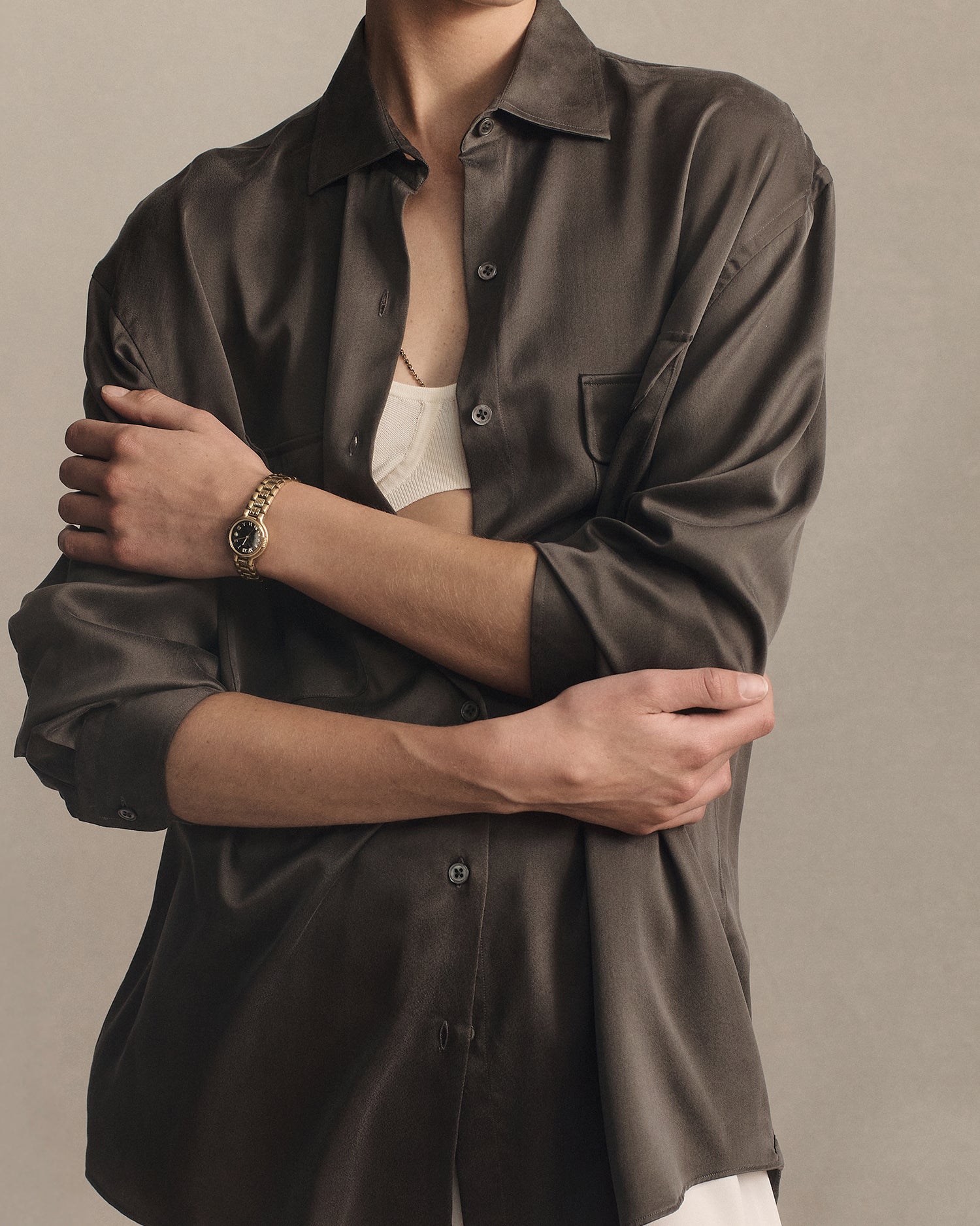 Camilla Shirt - Olive Silk