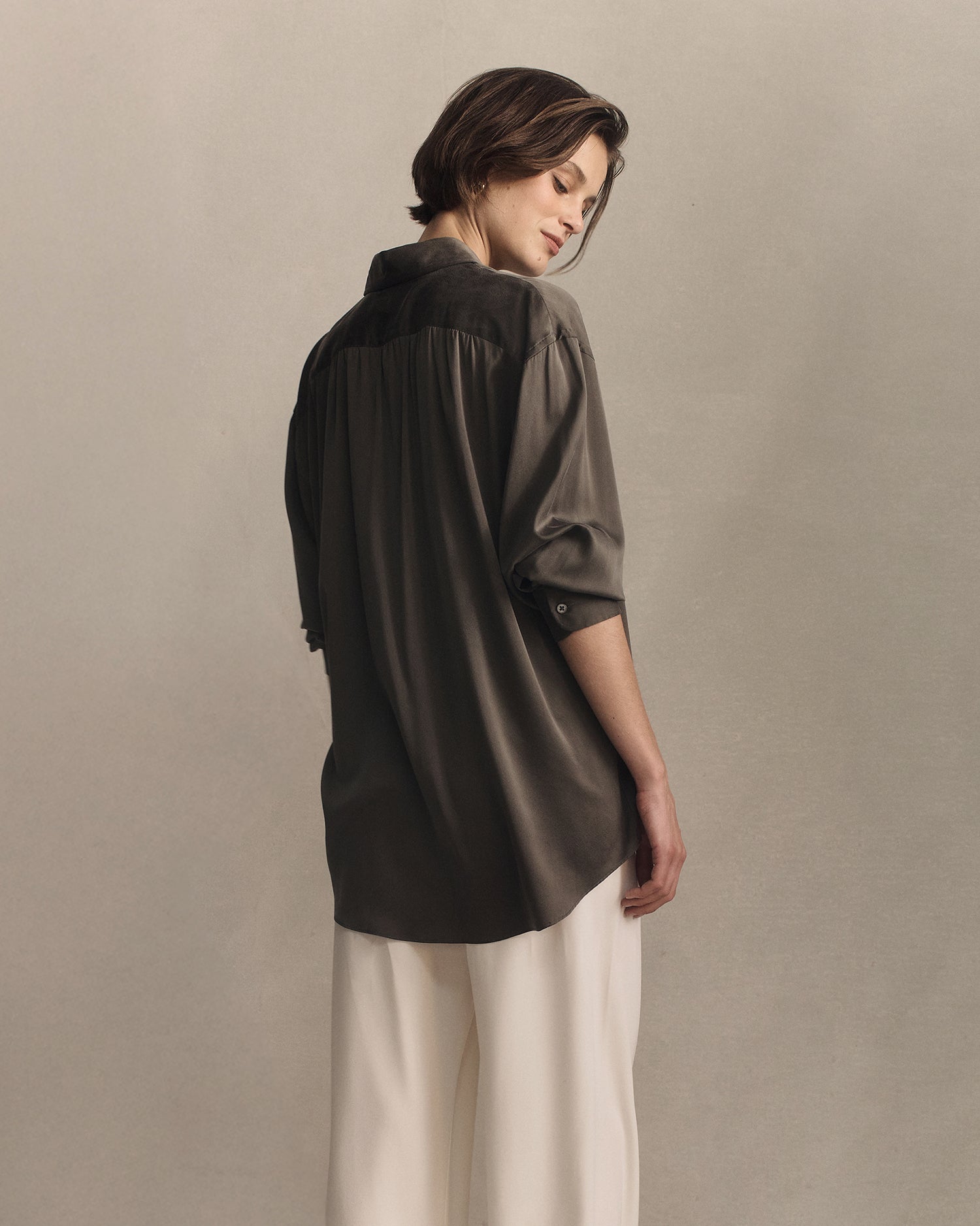 Camilla Shirt - Olive Silk