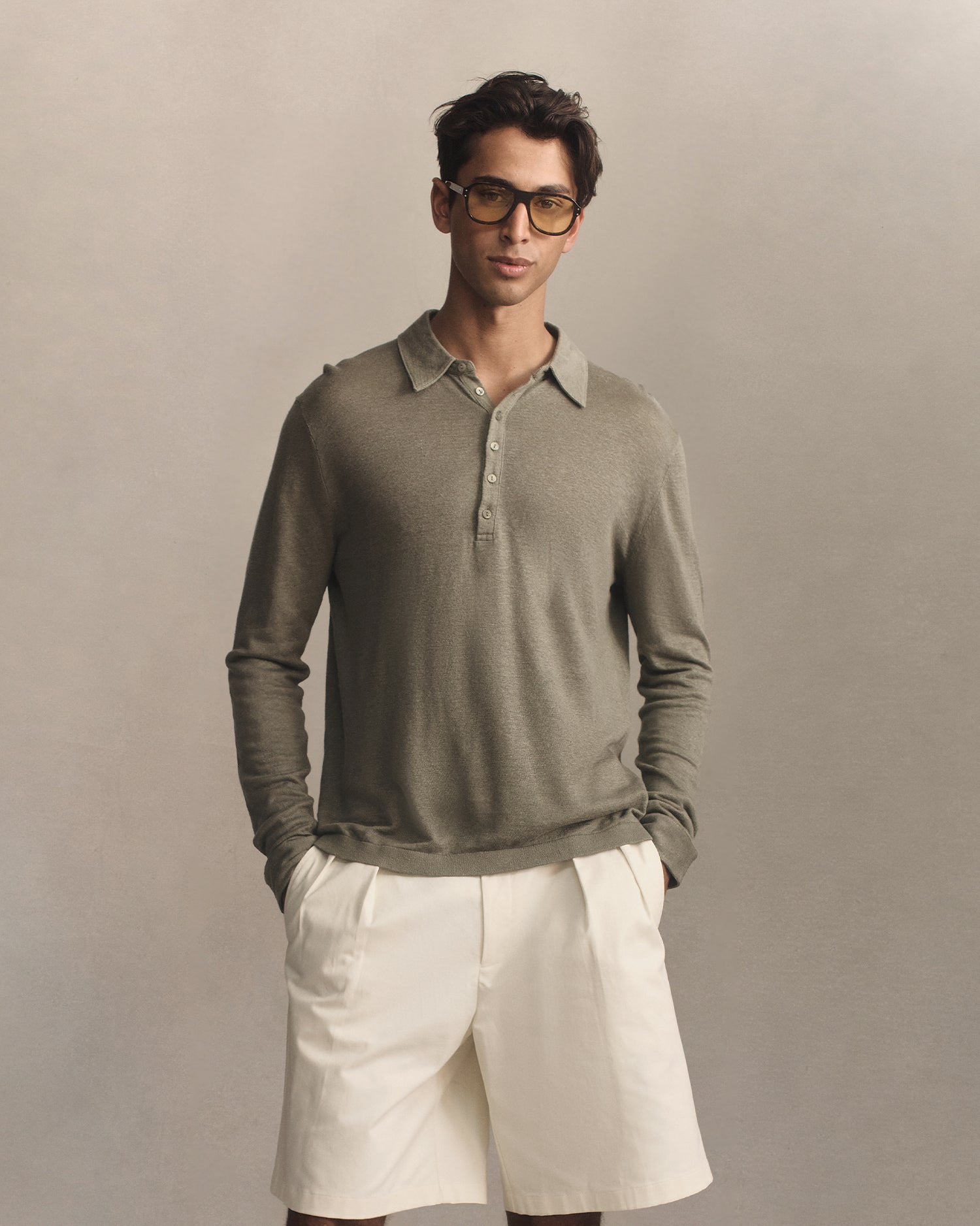 Linen Polo - Moss