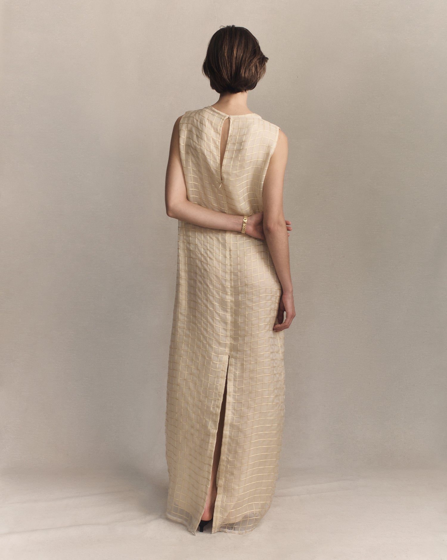 Tia Dress - Gold Check