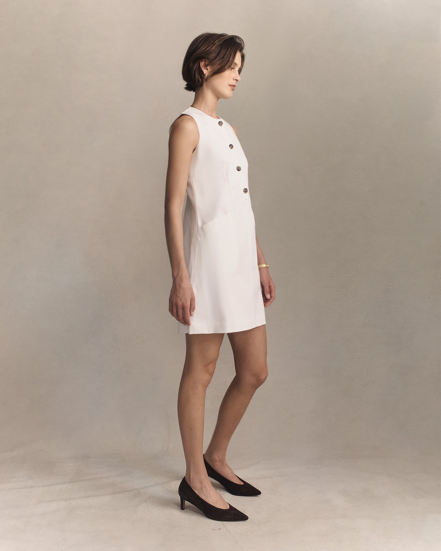 Christy Dress - White Rib