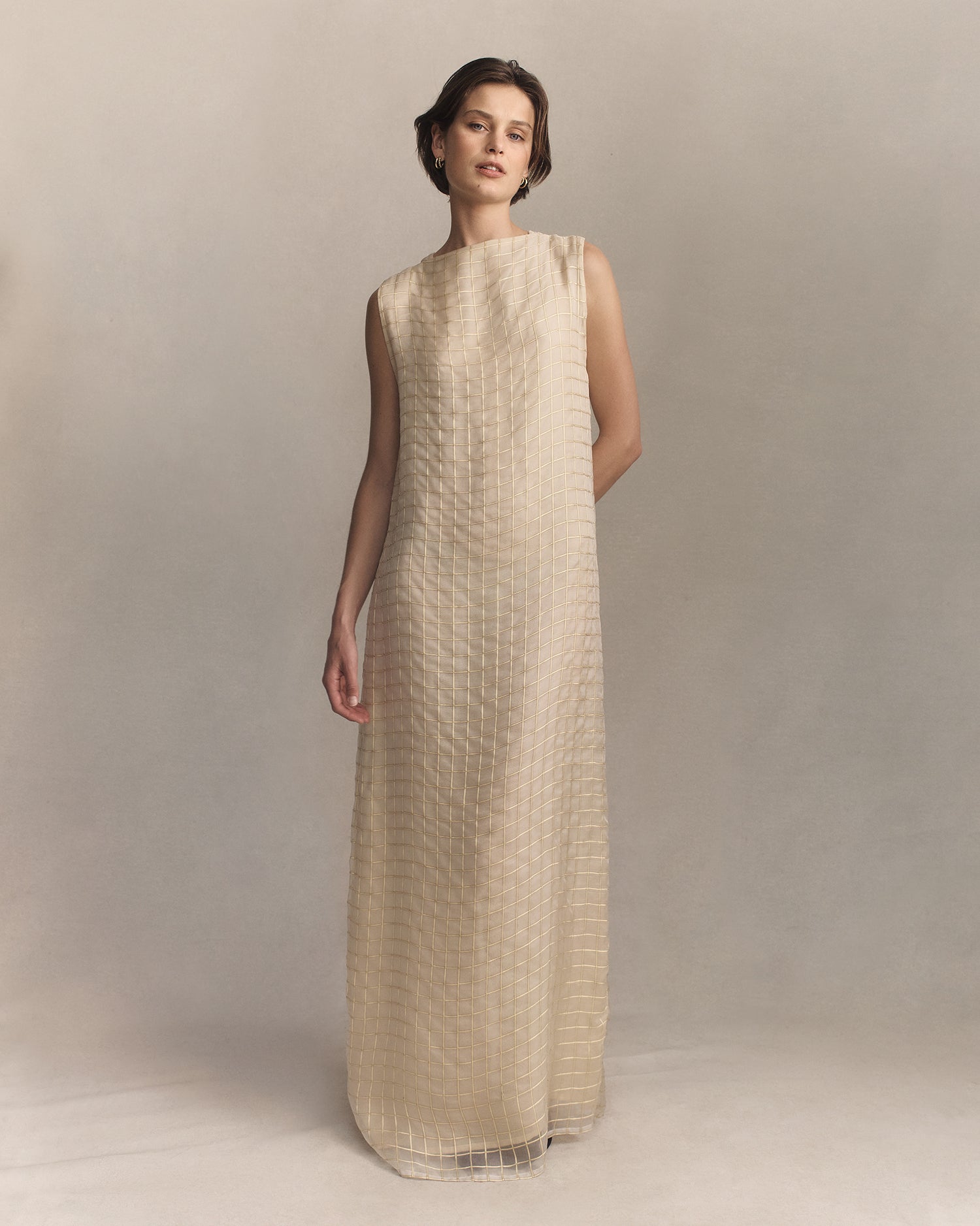 Tia Dress - Gold Check