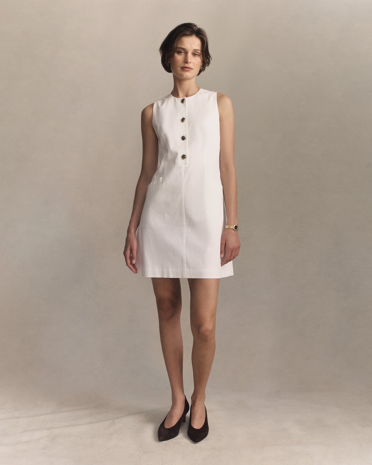 Christy Dress - White Rib