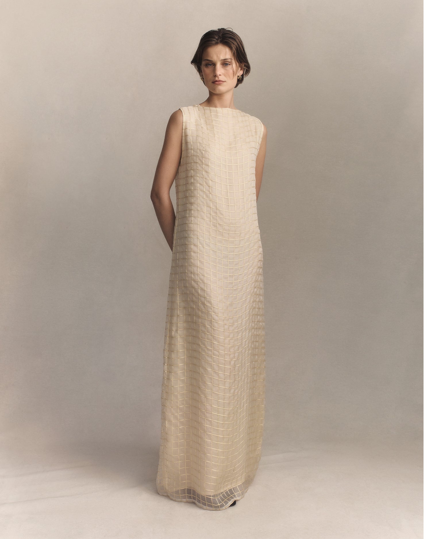 Tia Dress - Gold Check