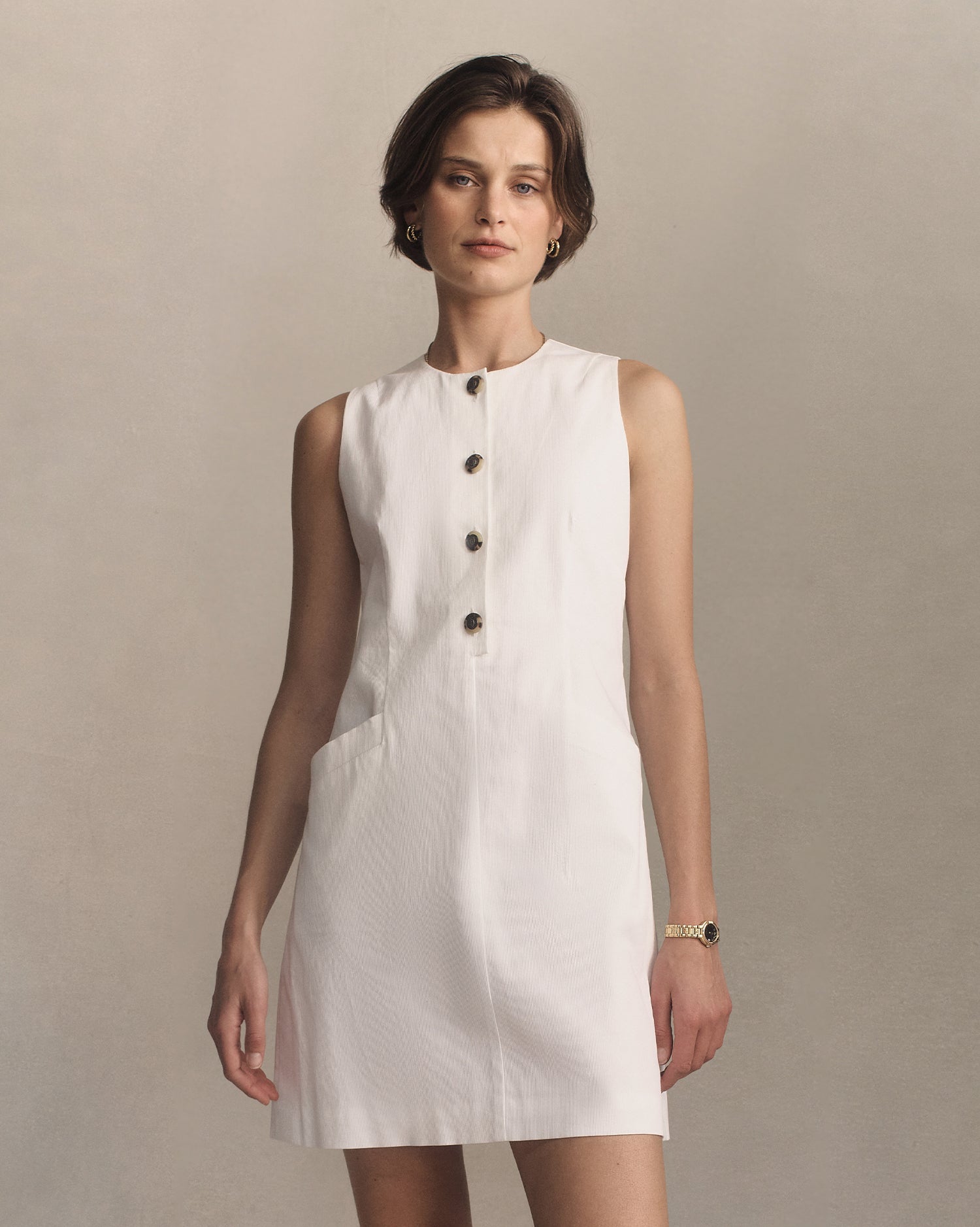 Christy Dress - White Rib