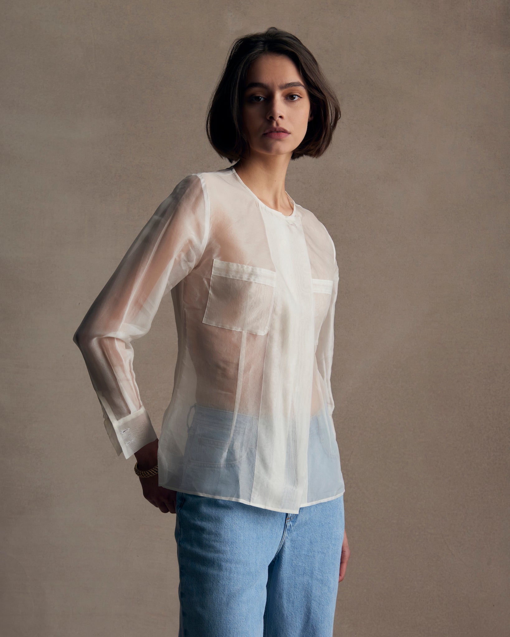 White Silk Organza Inès Shirt