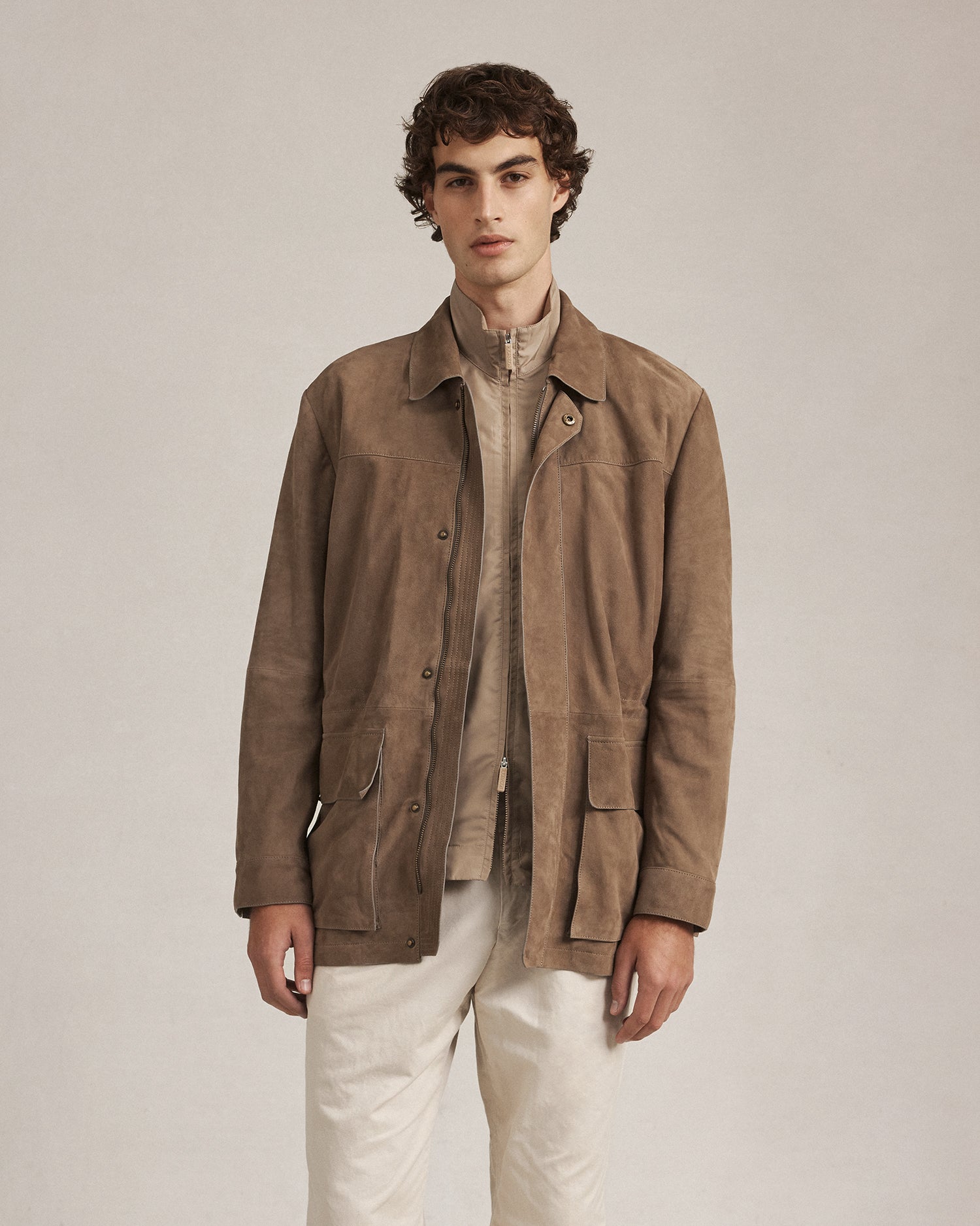 Suede Field Jacket - Taupe
