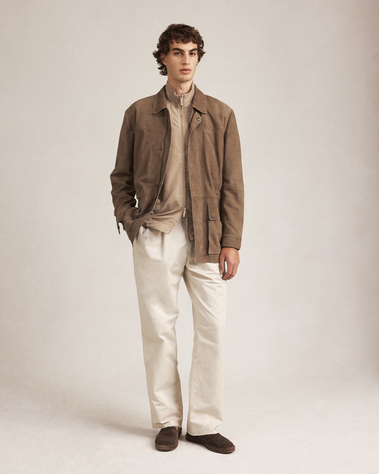 Suede Field Jacket - Taupe