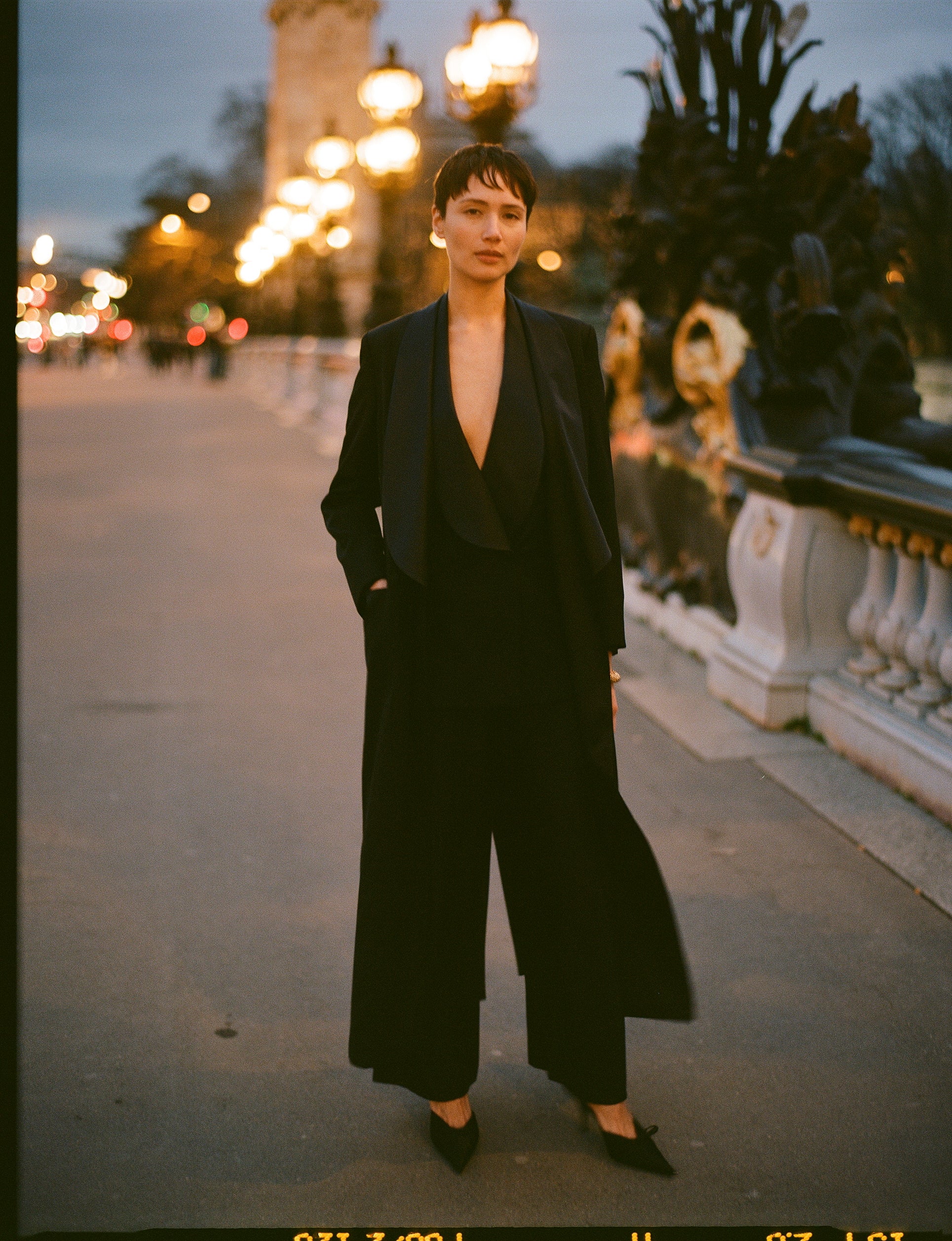 Black Silk Tuxedo Coat Dress