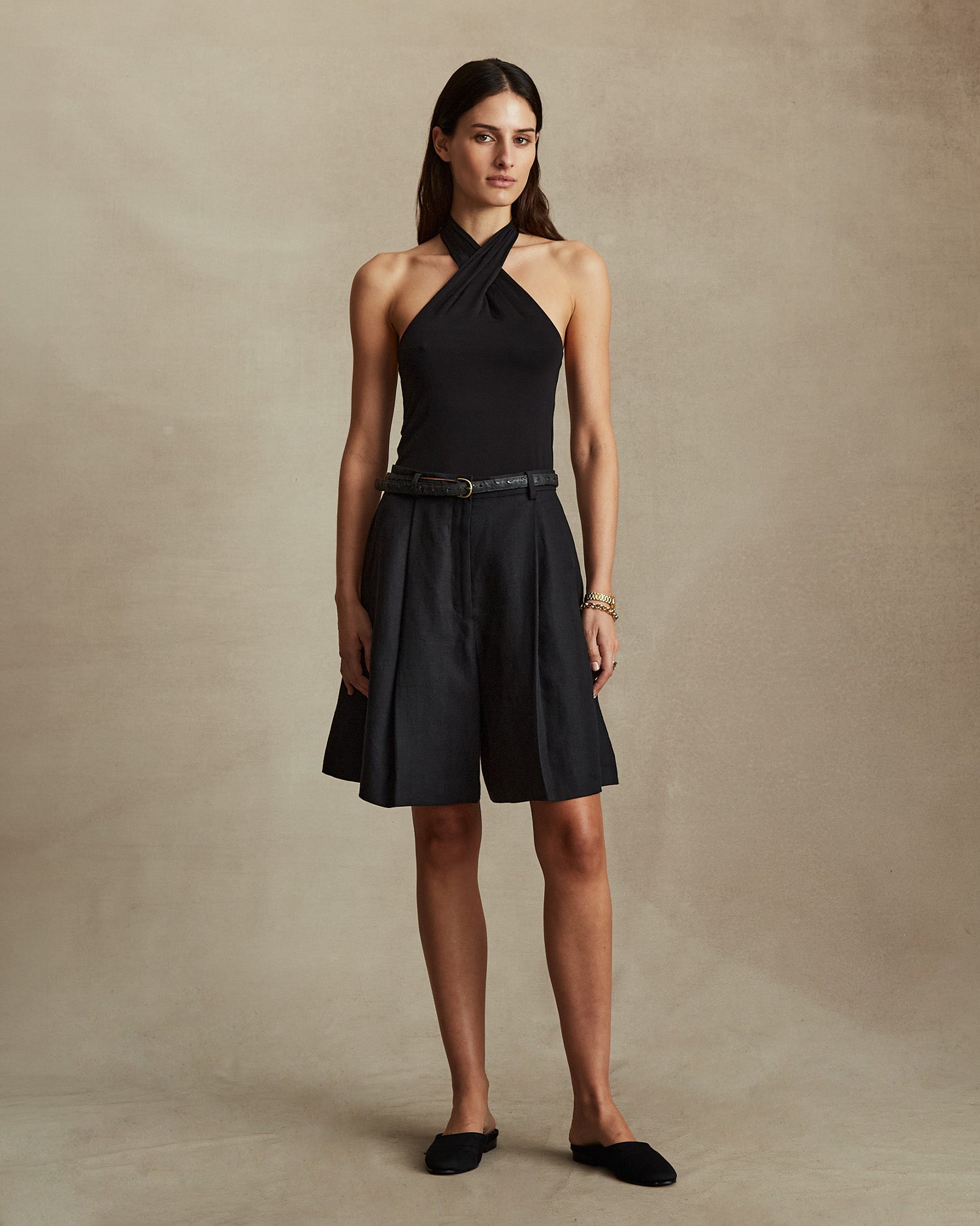 Evalin Shorts - Black Herringbone