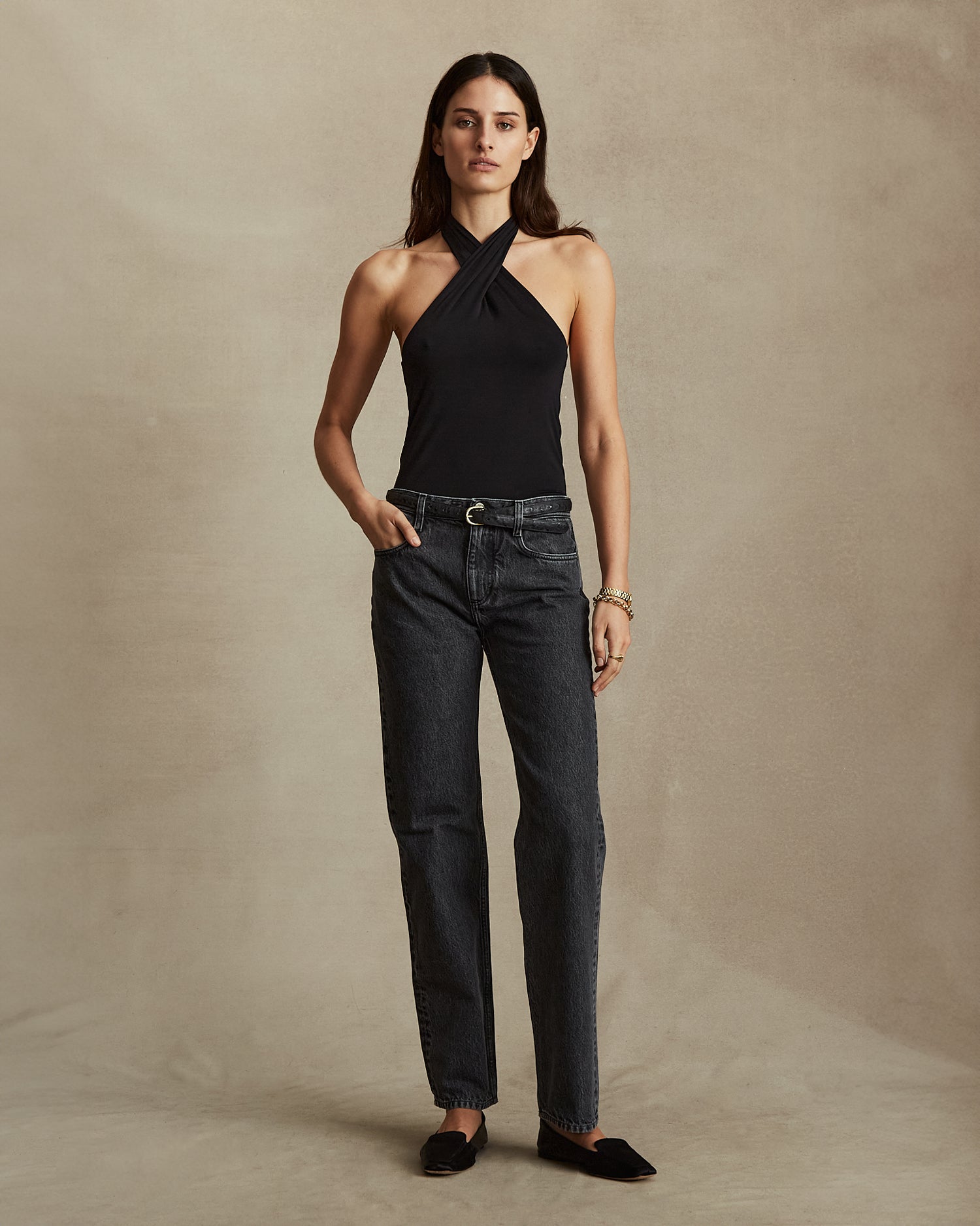 Sarah Jersey Halter Top - Black