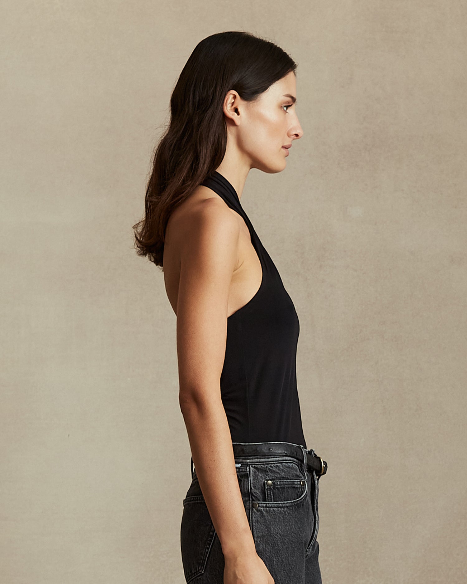 Sarah Jersey Halter Top - Black
