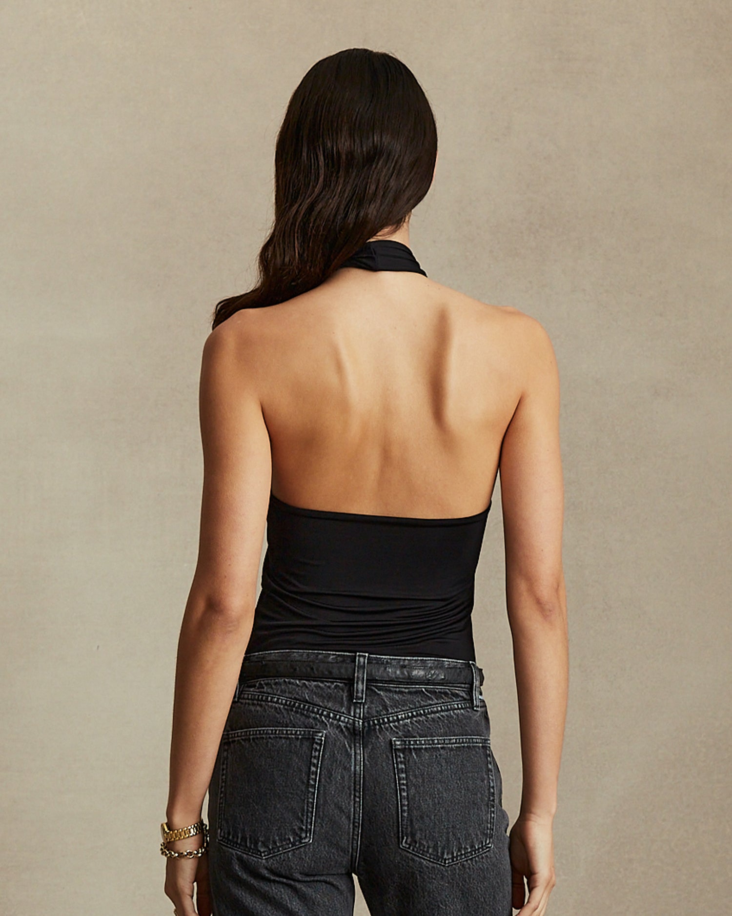 Sarah Jersey Halter Top - Black