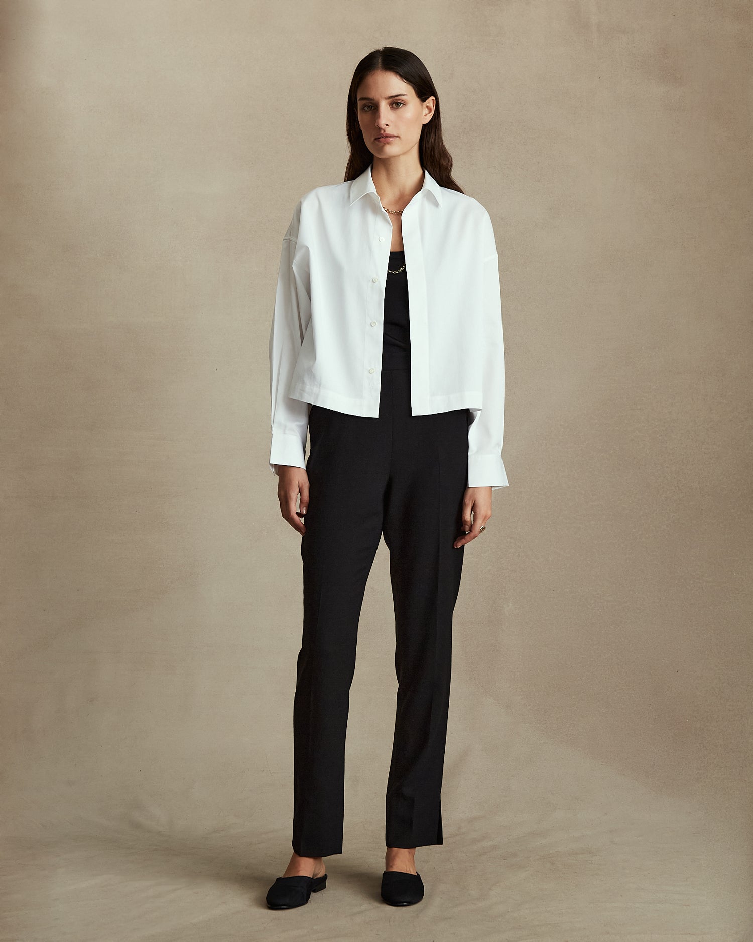 Nina Cropped Shirt - White Pique