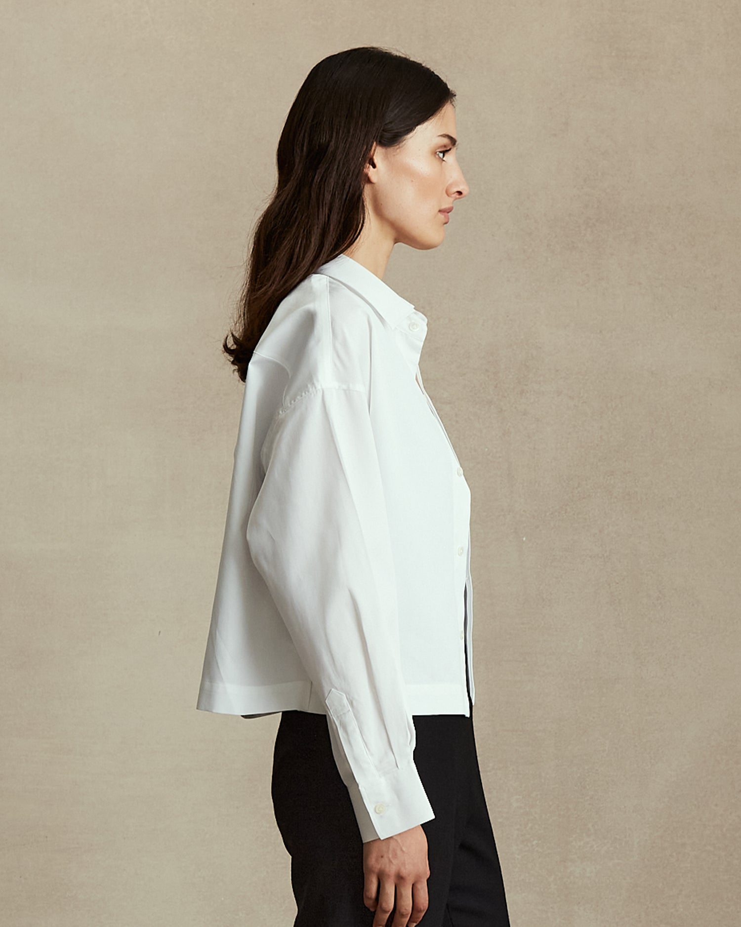 Nina Cropped Shirt - White Pique