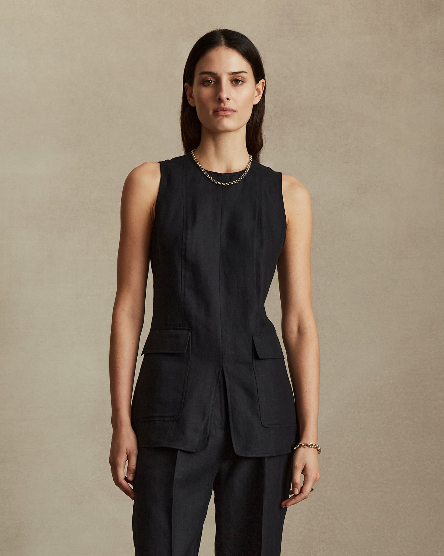 Evalin Top Black Herringbone
