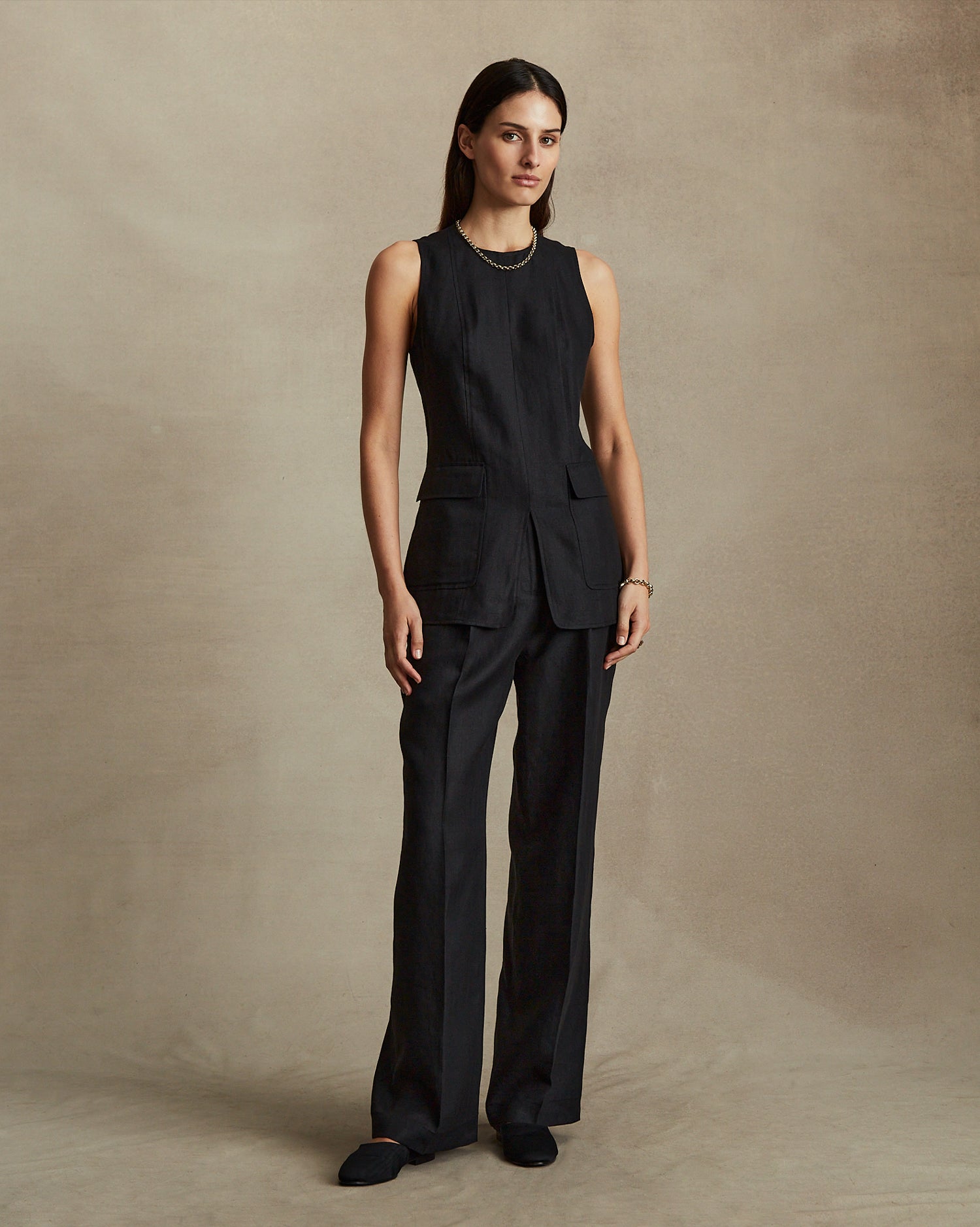 Evalin Top Black Herringbone