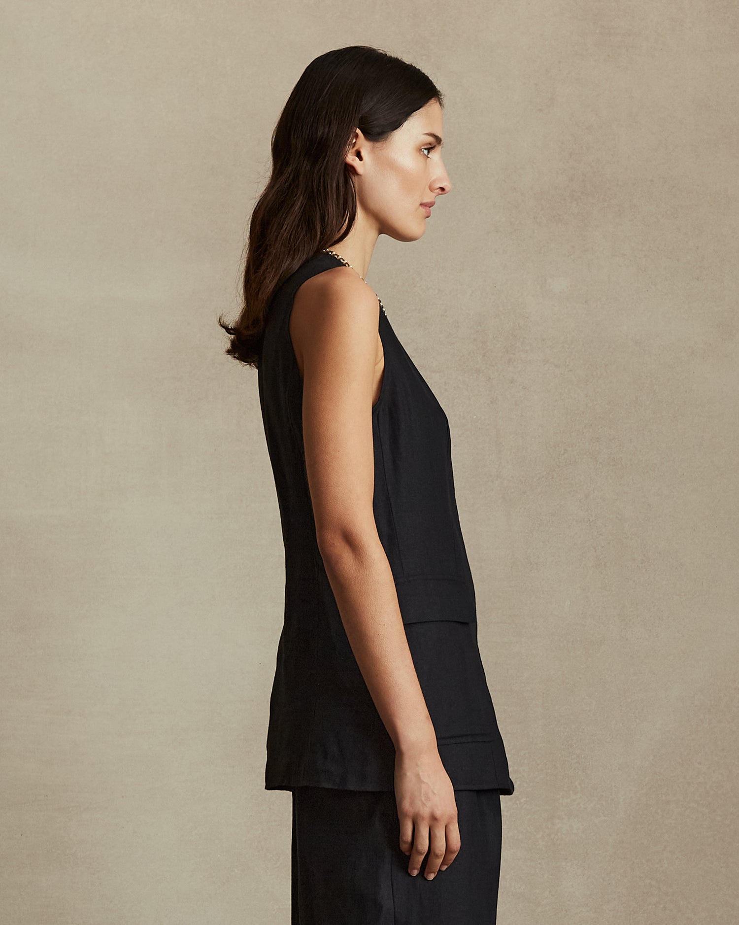 Evalin Top Black Herringbone