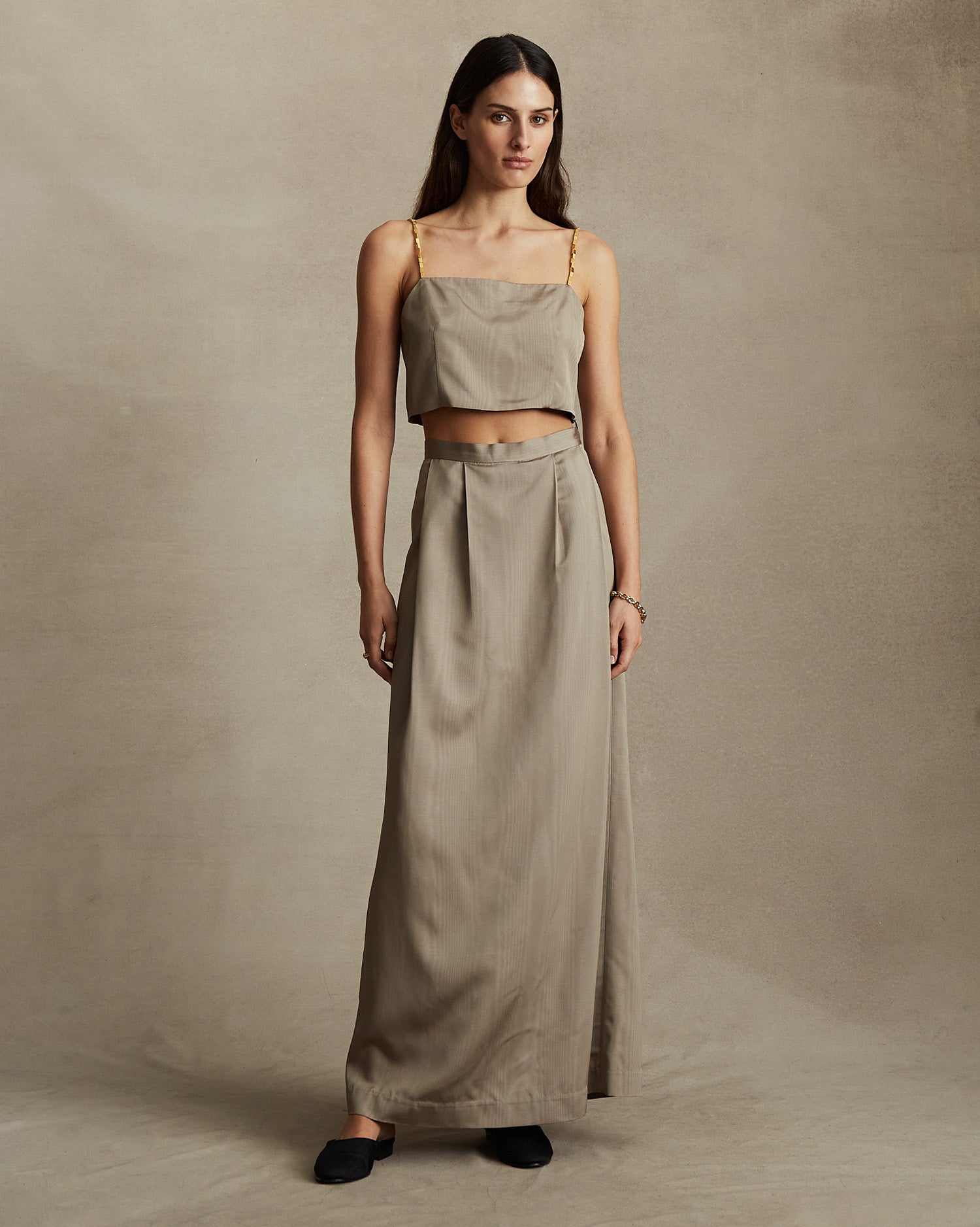 Helena Straight Skirt - Taupe Moire