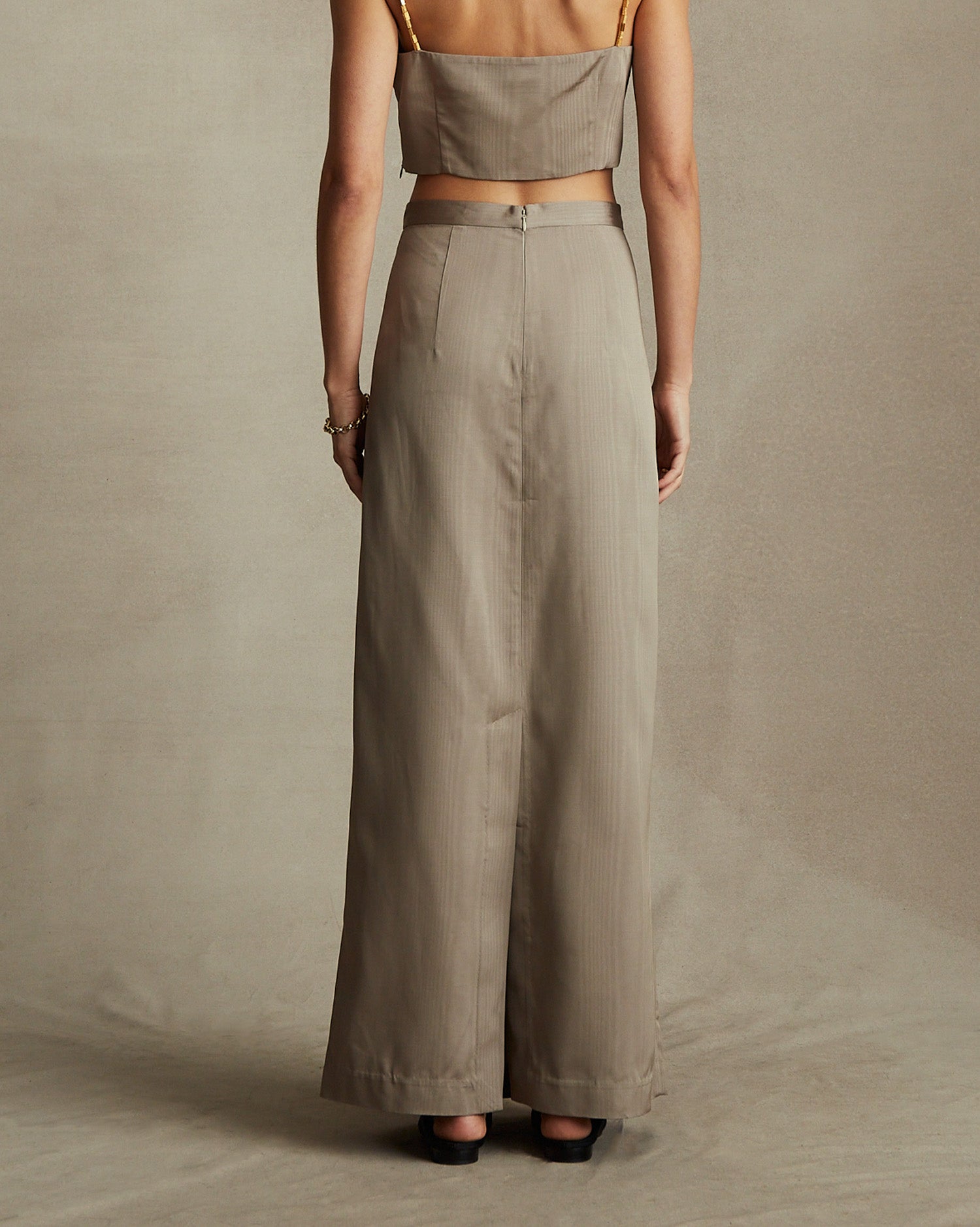 Helena Straight Skirt - Taupe Moire