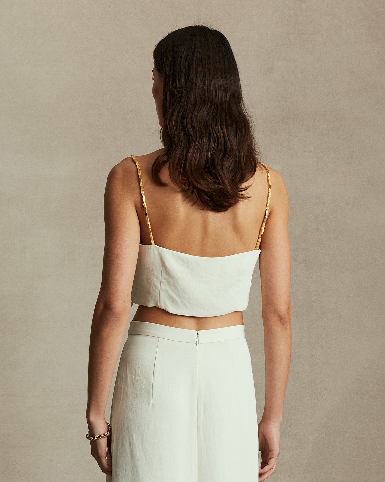 Helena Beaded Crop Top - Cream