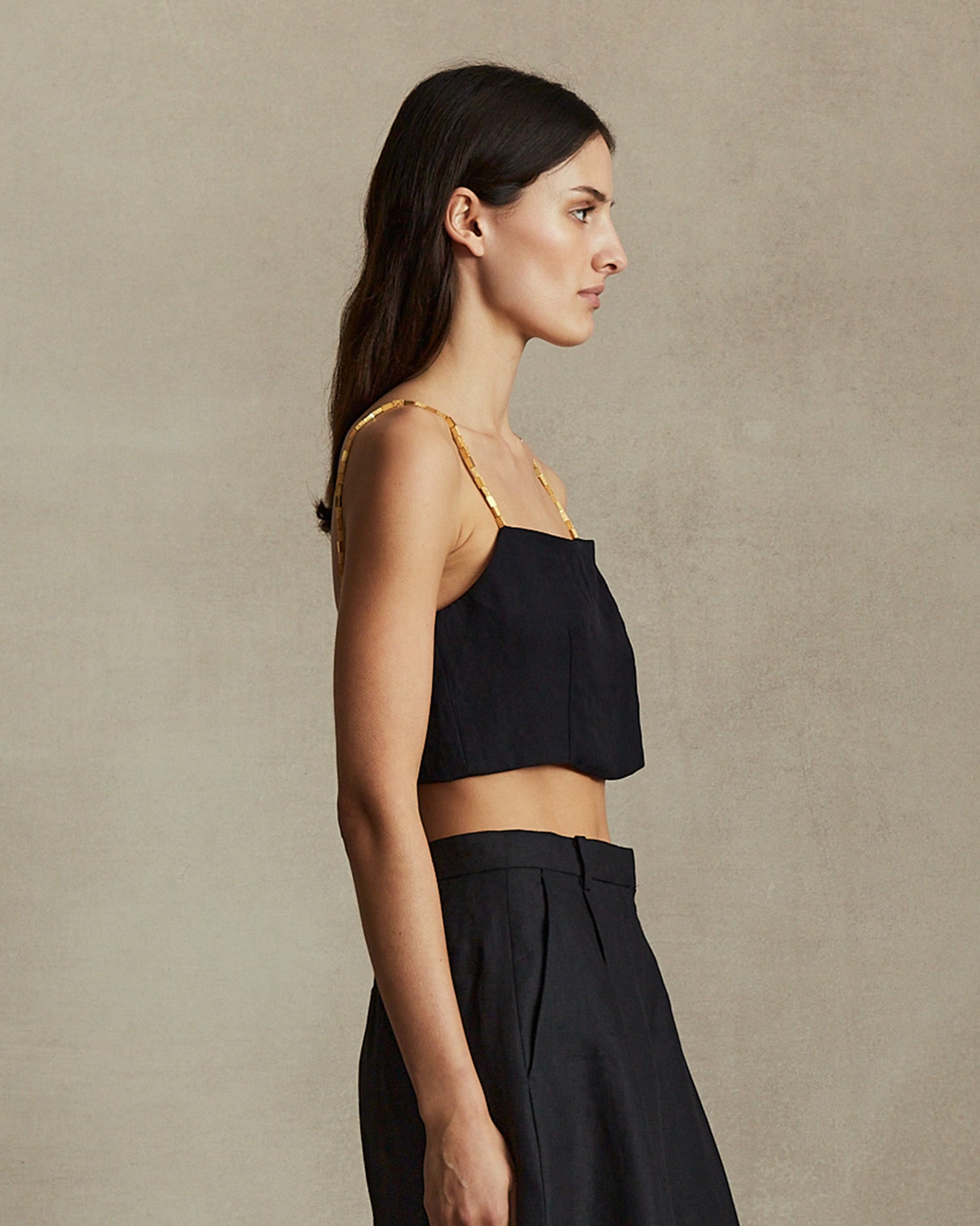 Helena Beaded Crop Top - Black