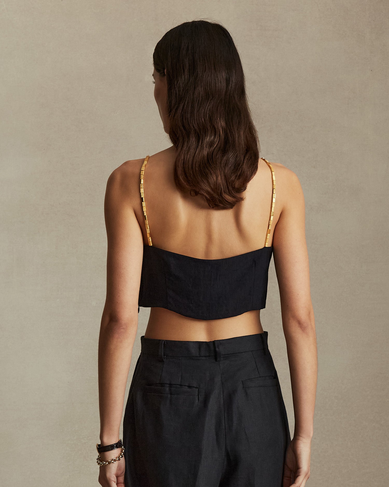 Helena Beaded Crop Top - Black