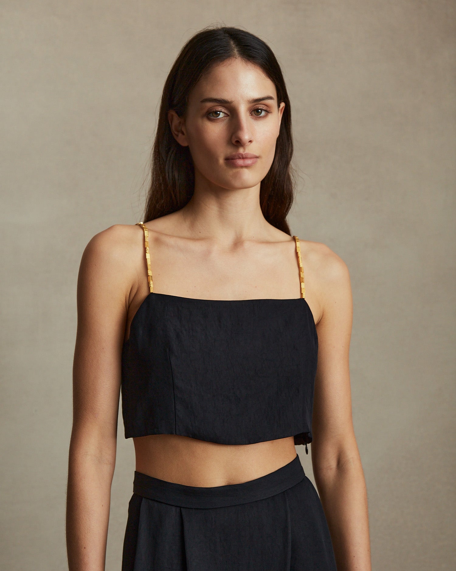 Helena Beaded Crop Top - Black