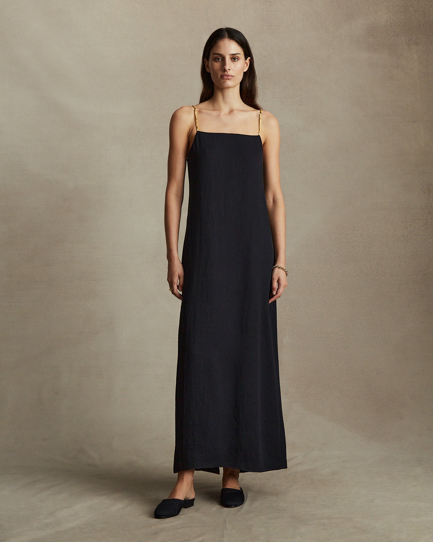 Helena Beaded Camisole Dress - Black