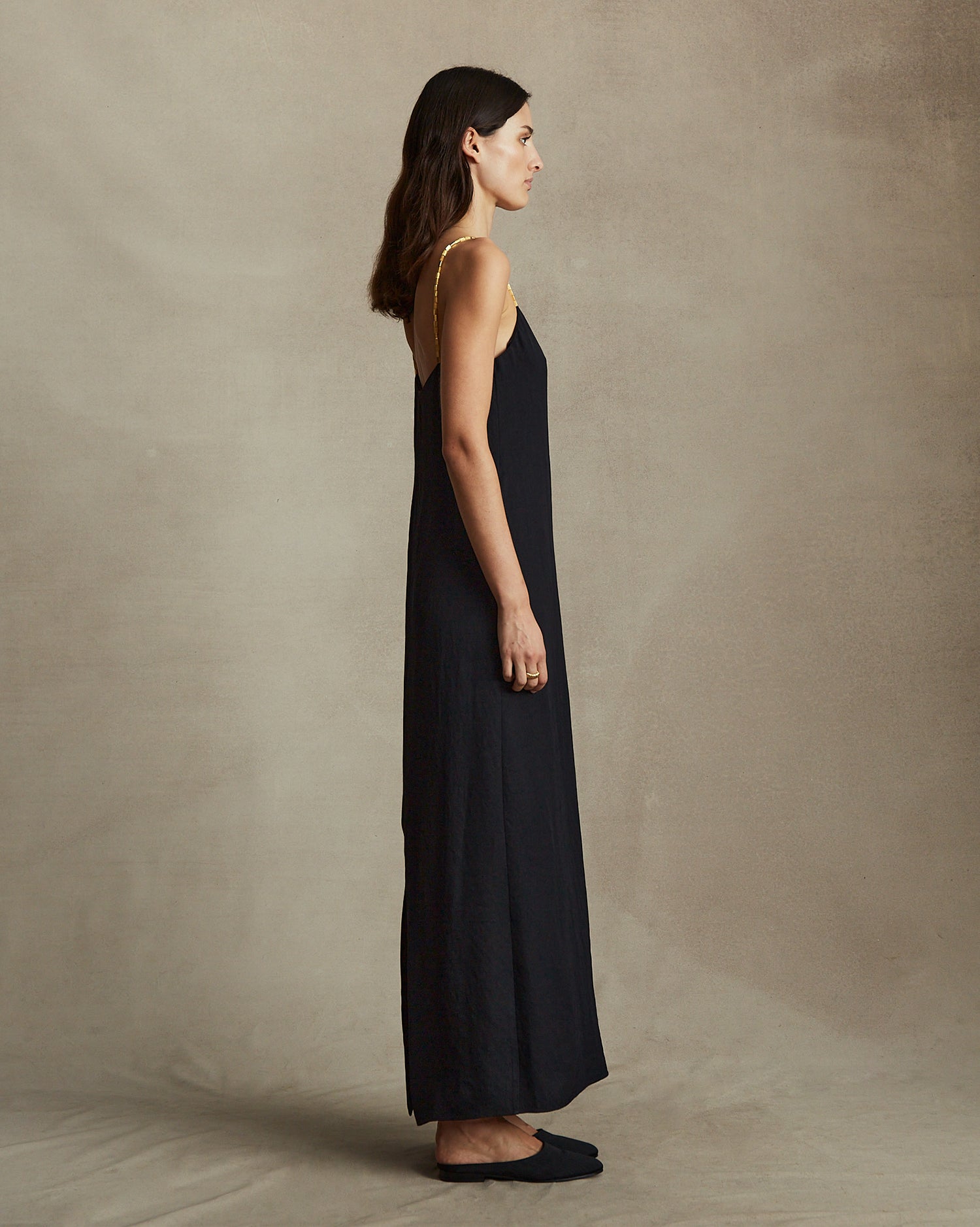 Helena Beaded Camisole Dress - Black