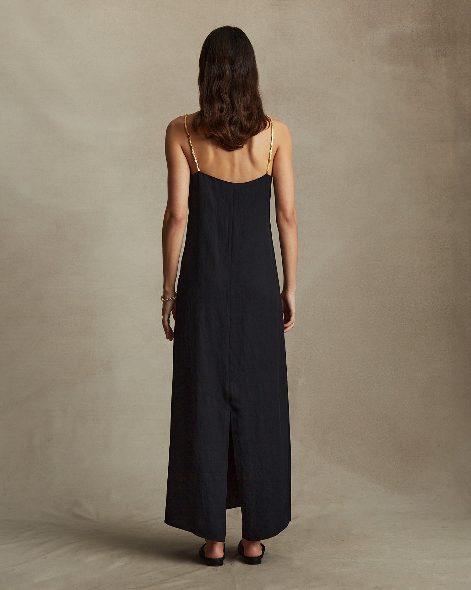 Helena Beaded Camisole Dress - Black