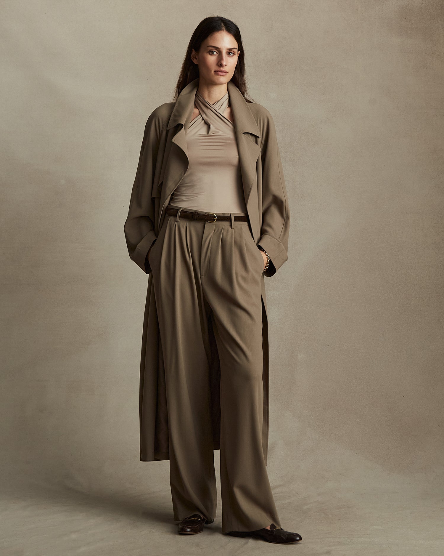 Ava Pleated Trouser - Taupe