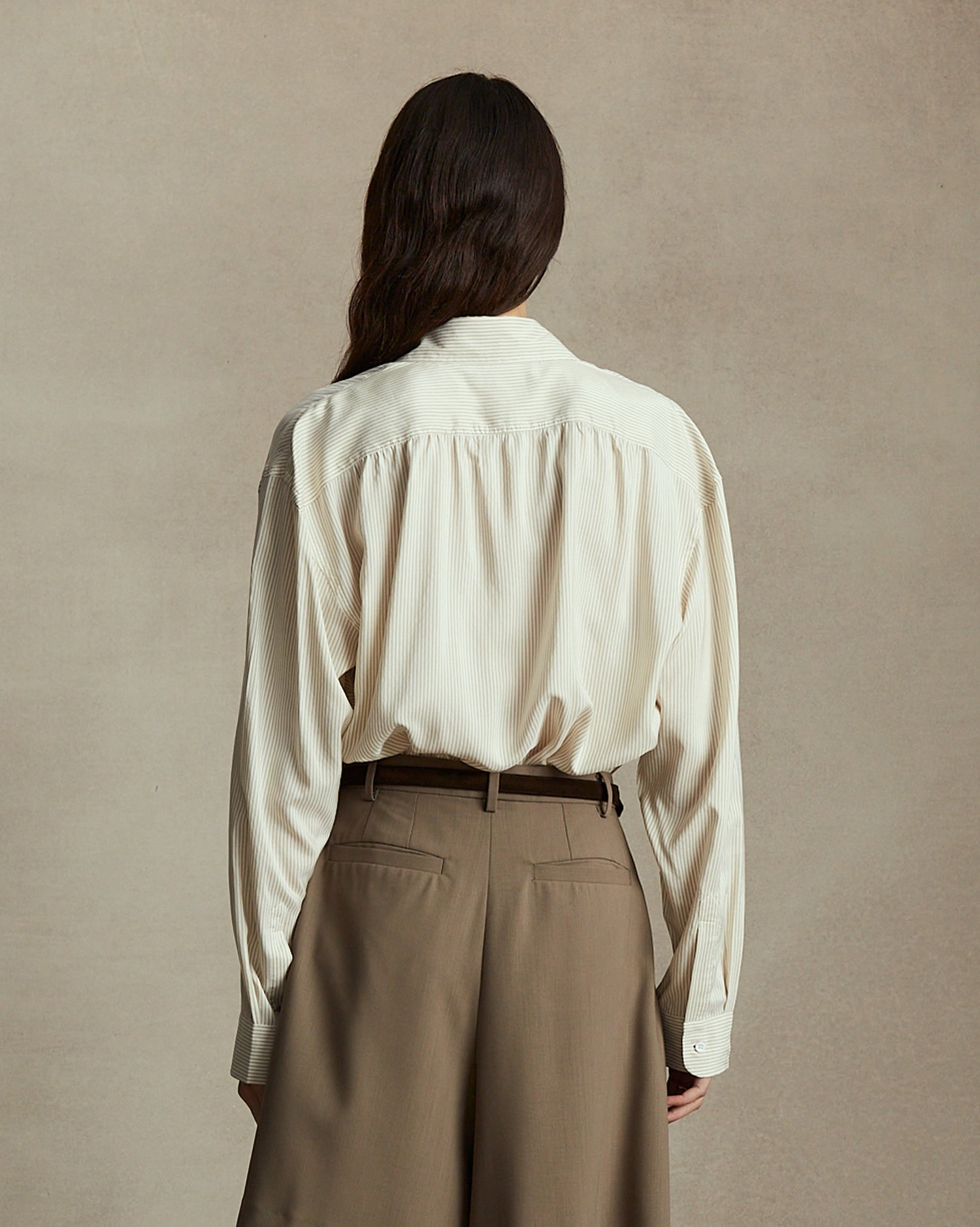 Camilla Shirt - Beige Stripe Silk