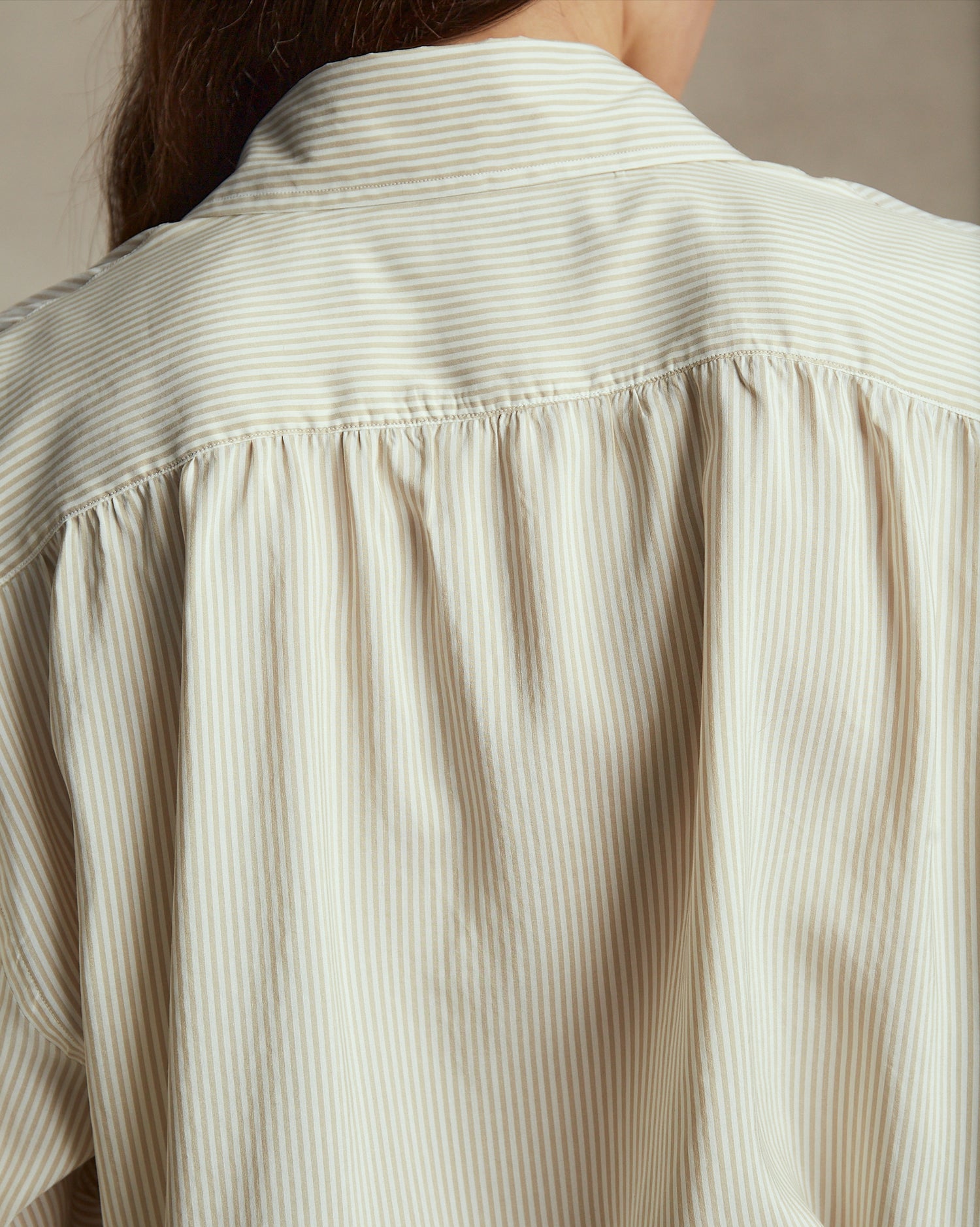 Camilla Shirt - Beige Stripe Silk