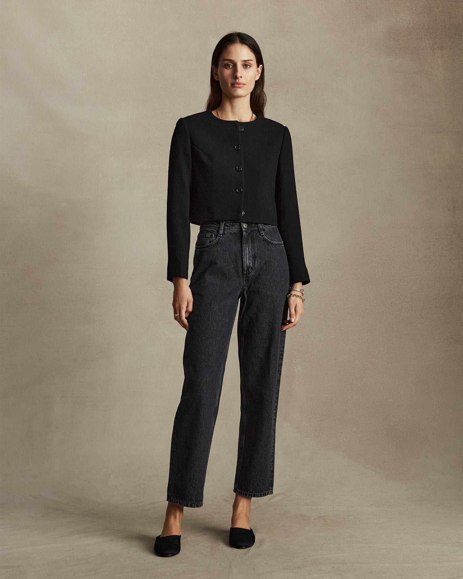 Black Crepe Corta Jacket