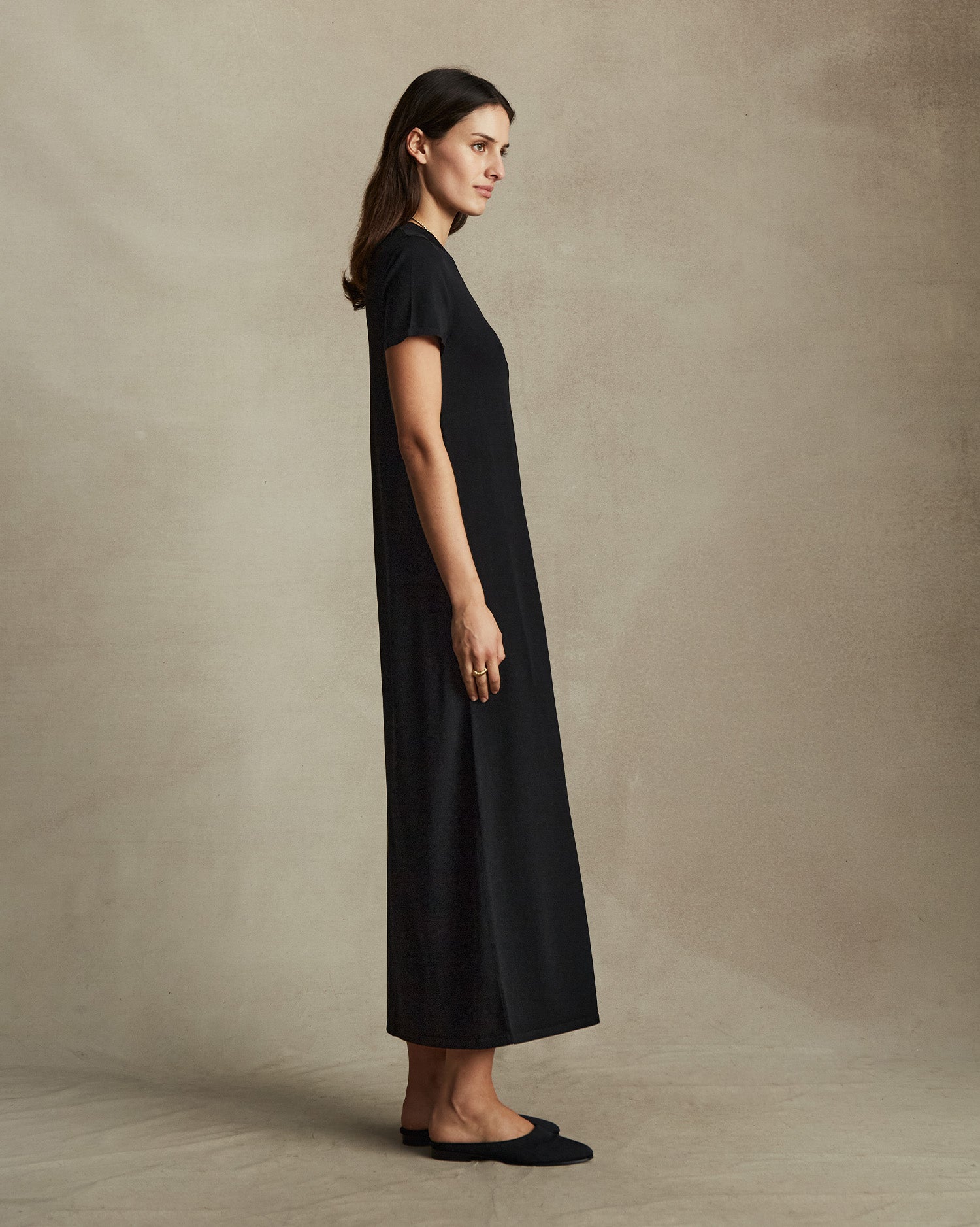 Crepe Knit Tee Dress - Black