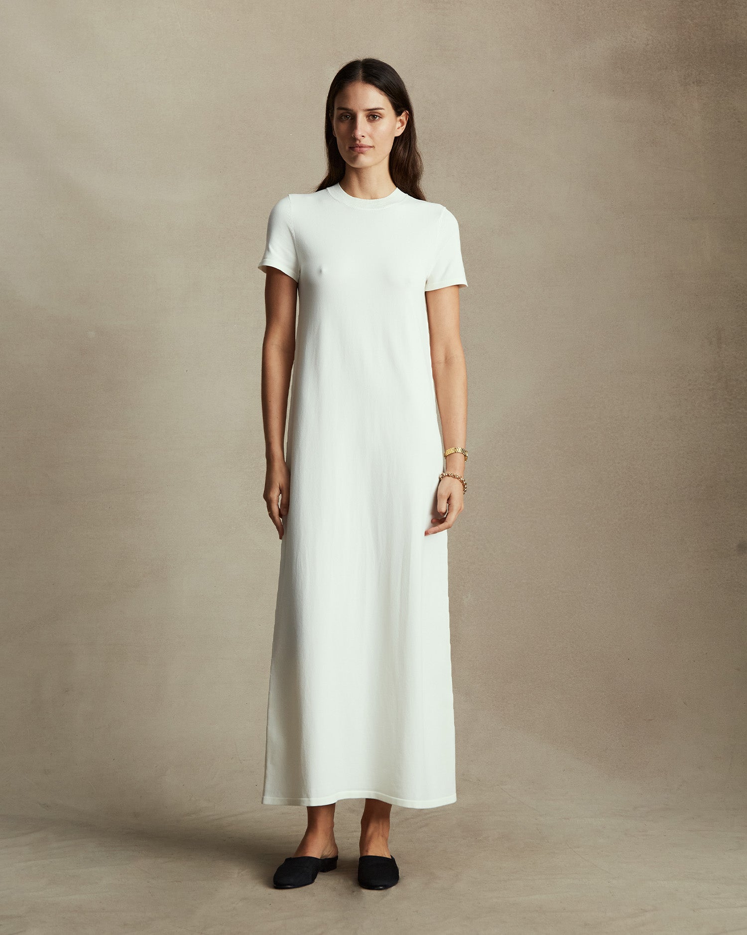 Crepe Knit Tee Dress - Off White