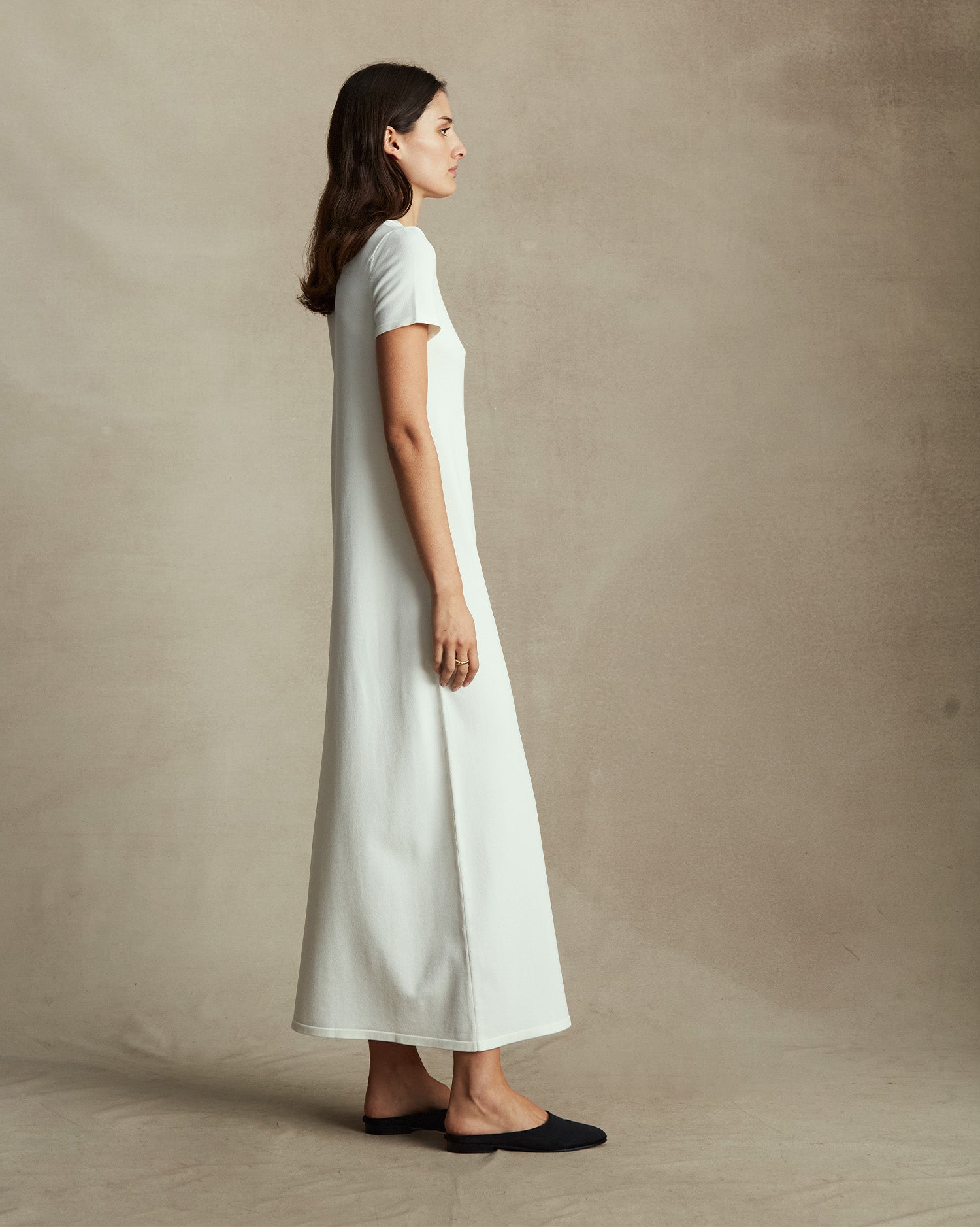 Crepe Knit Tee Dress - Off White
