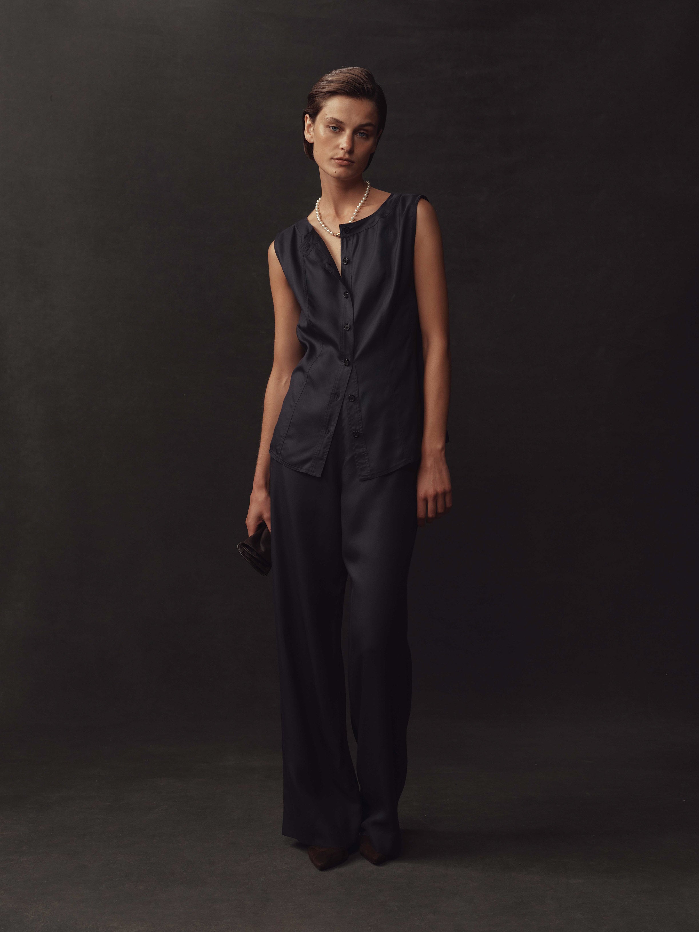 Sofia Trouser - Navy Dupioni