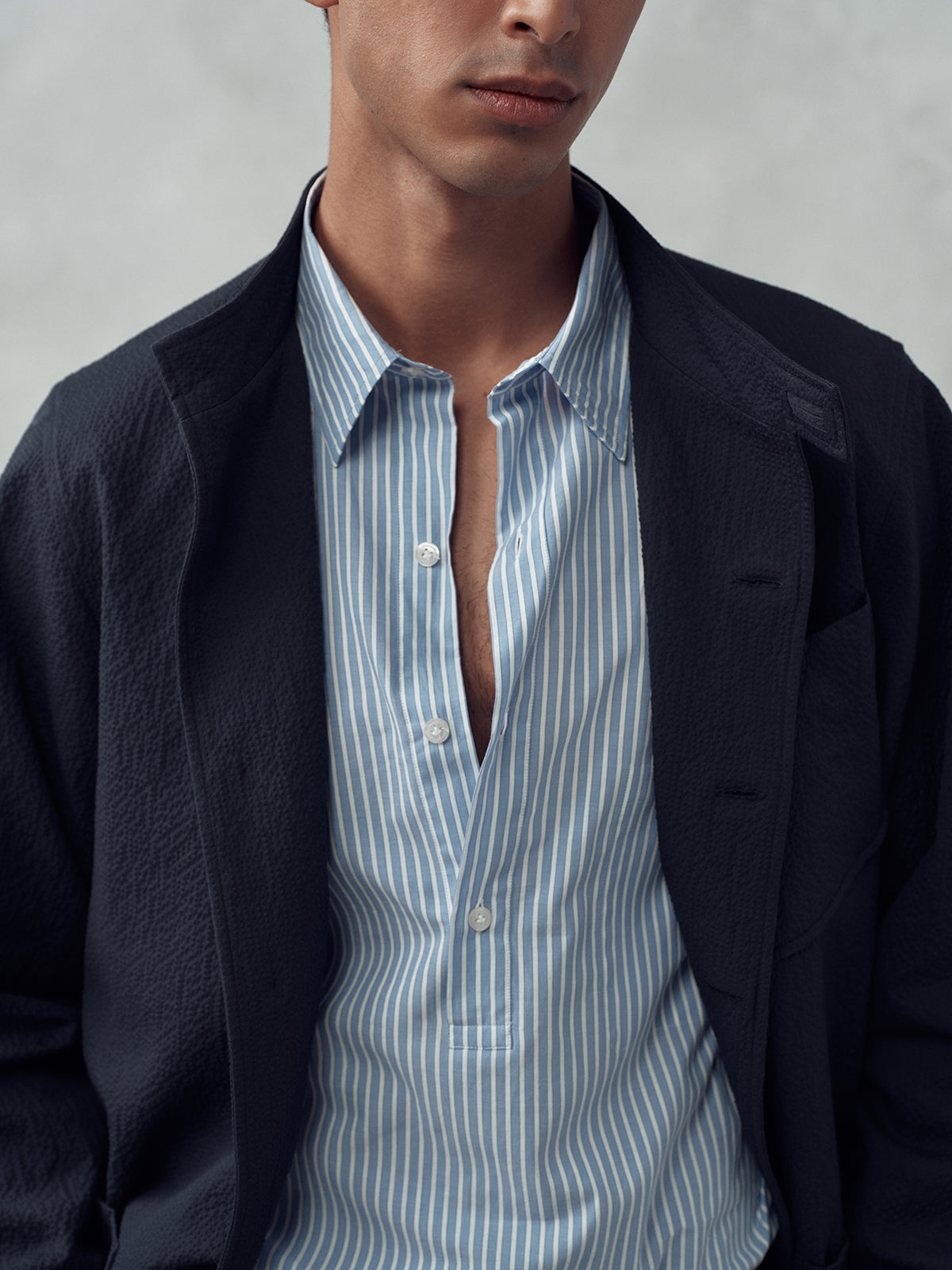 Fine Twill Popover - Blue & White Stripe