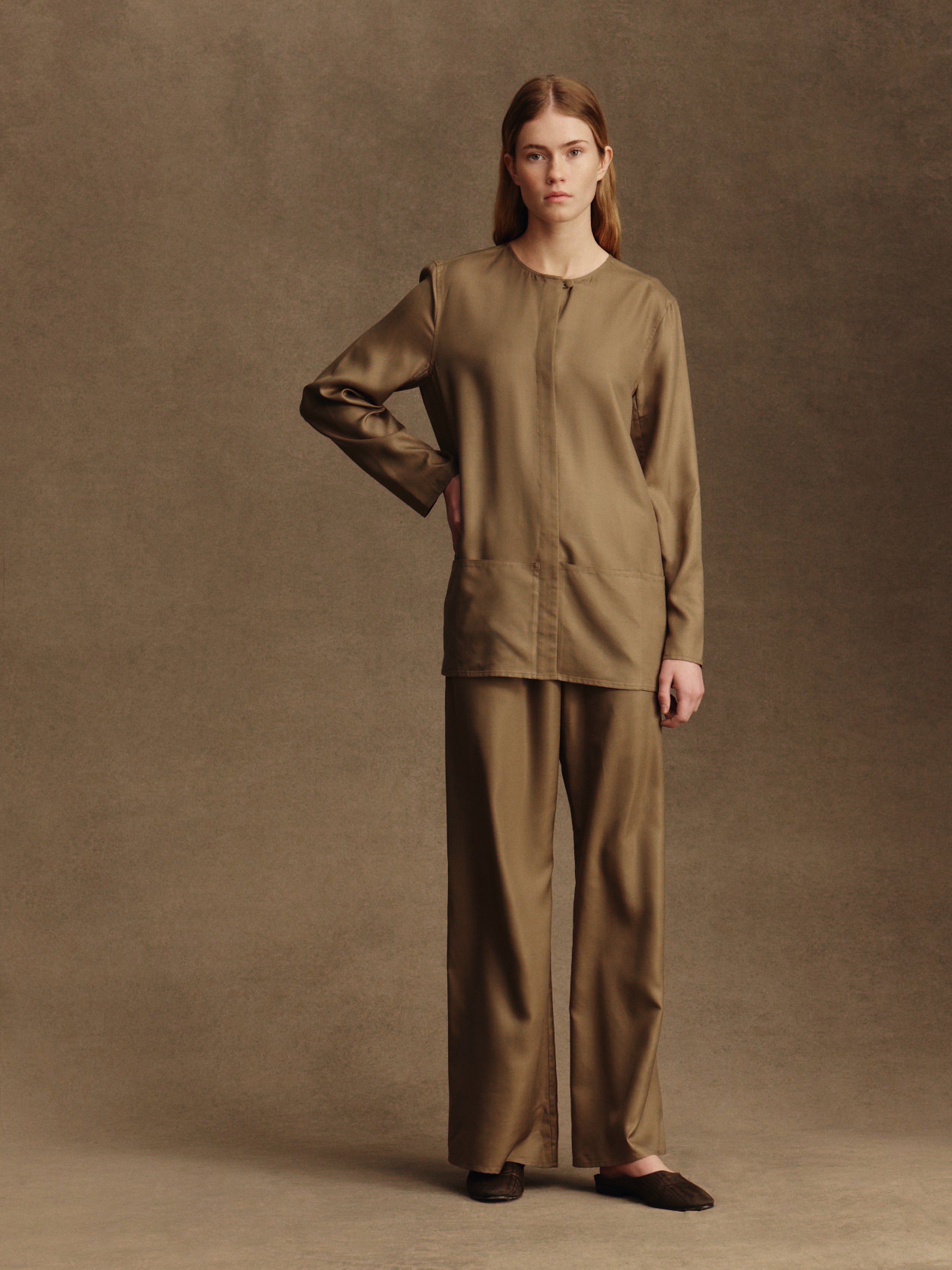 Nina Blouse - Taupe Dupioni