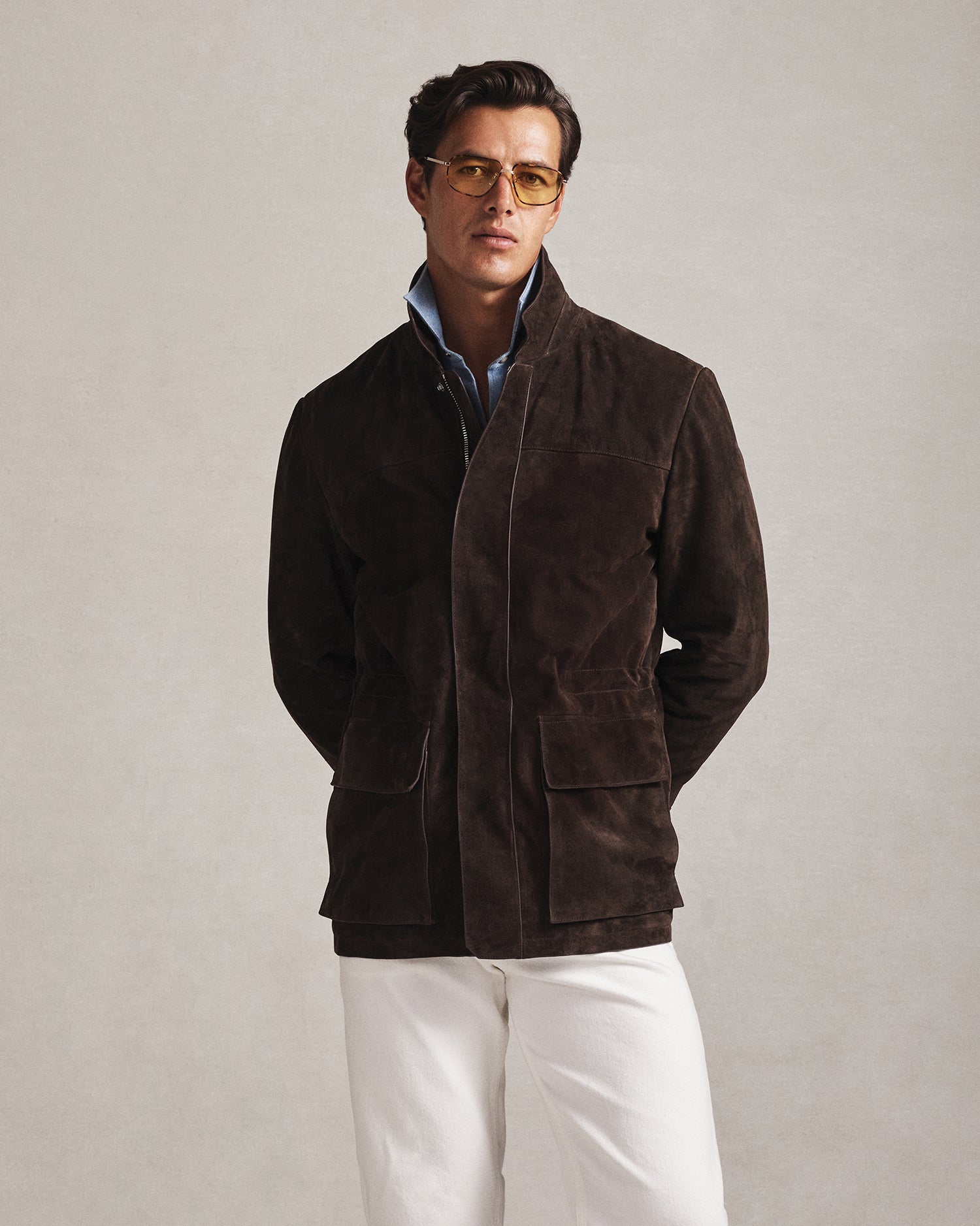 Suede Field Jacket - Bitter Chocolate