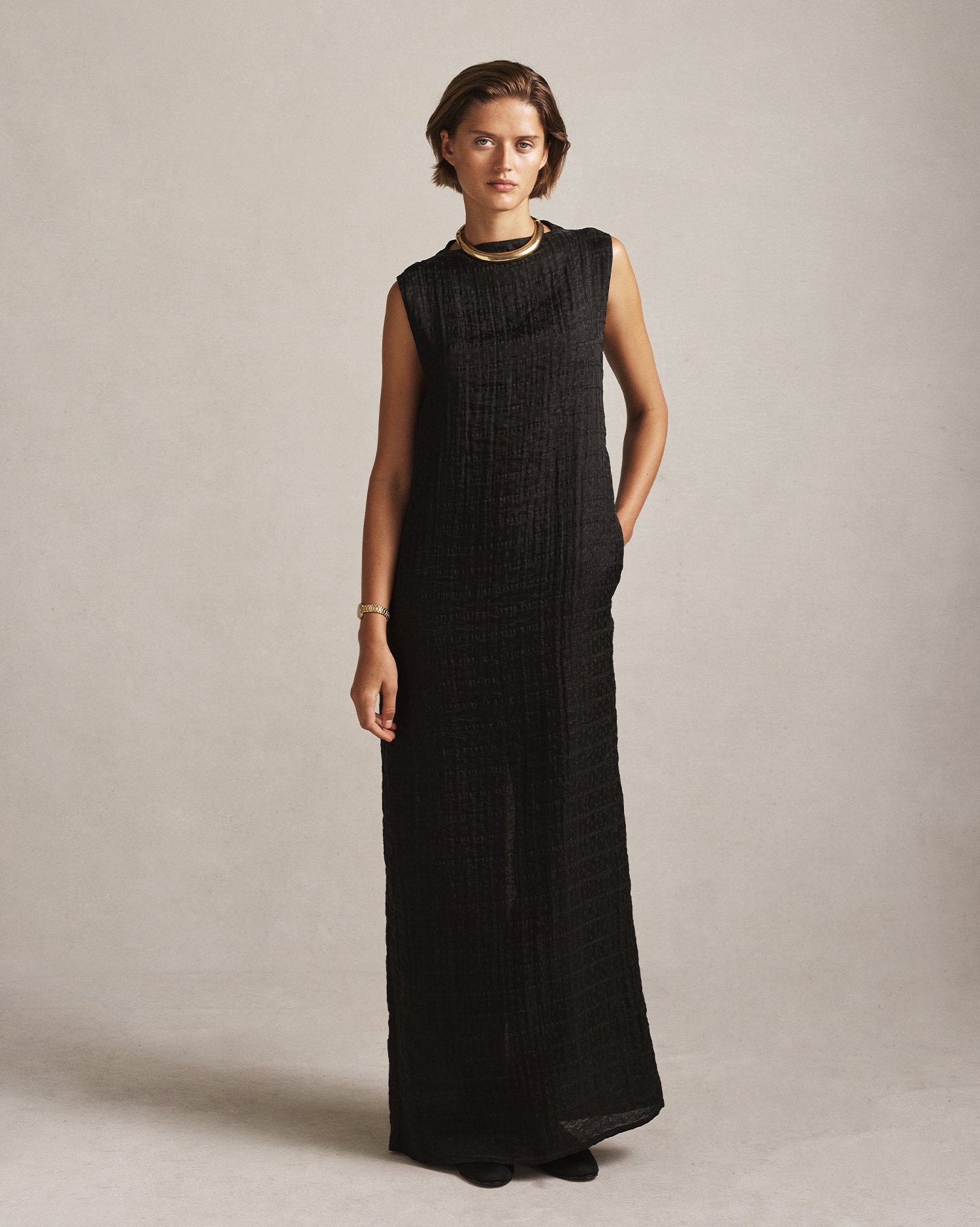 Mara Boat Neck Maxi Dress - Black