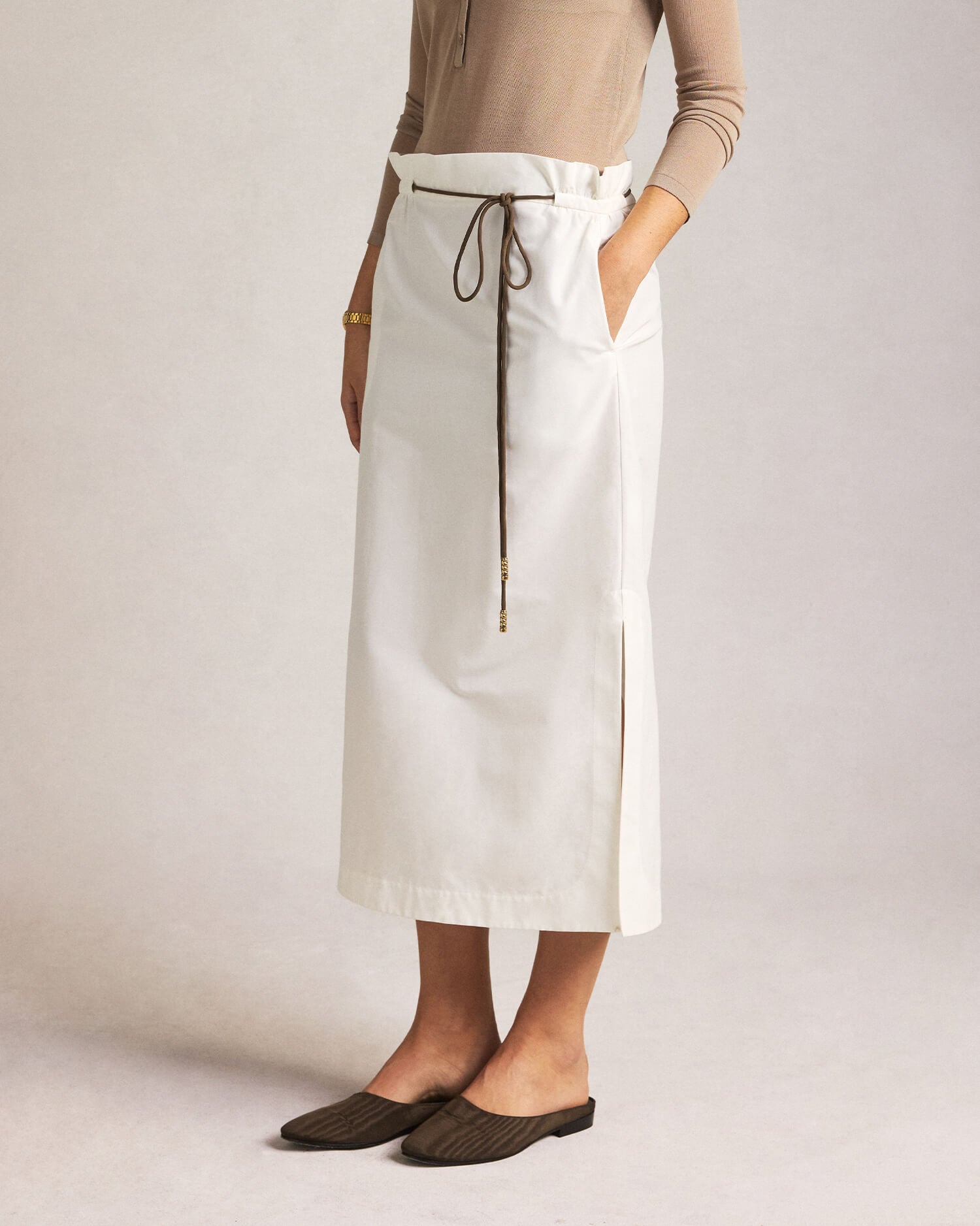 Amelia Skirt - White Silk Cotton