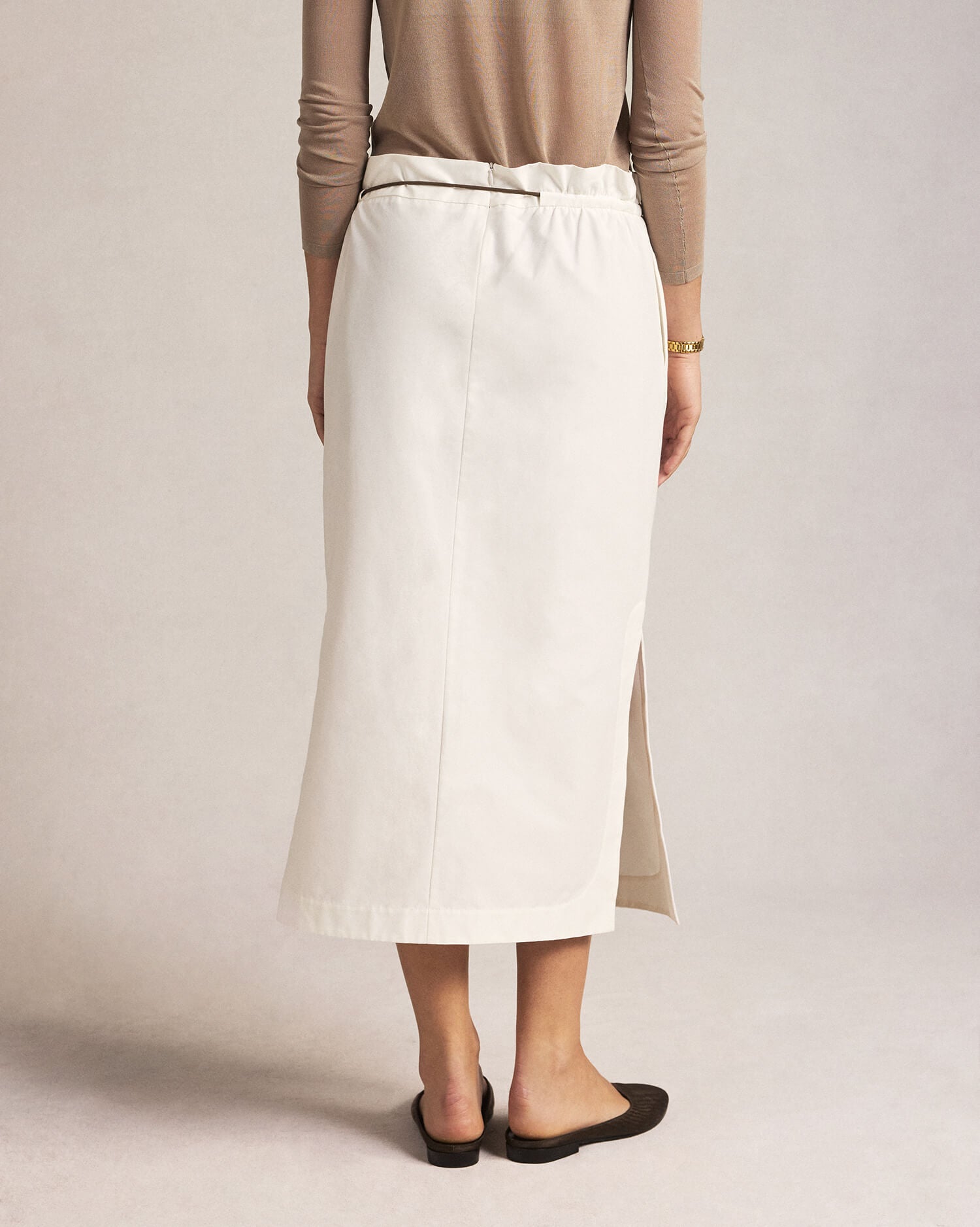 Amelia Skirt - White Silk Cotton
