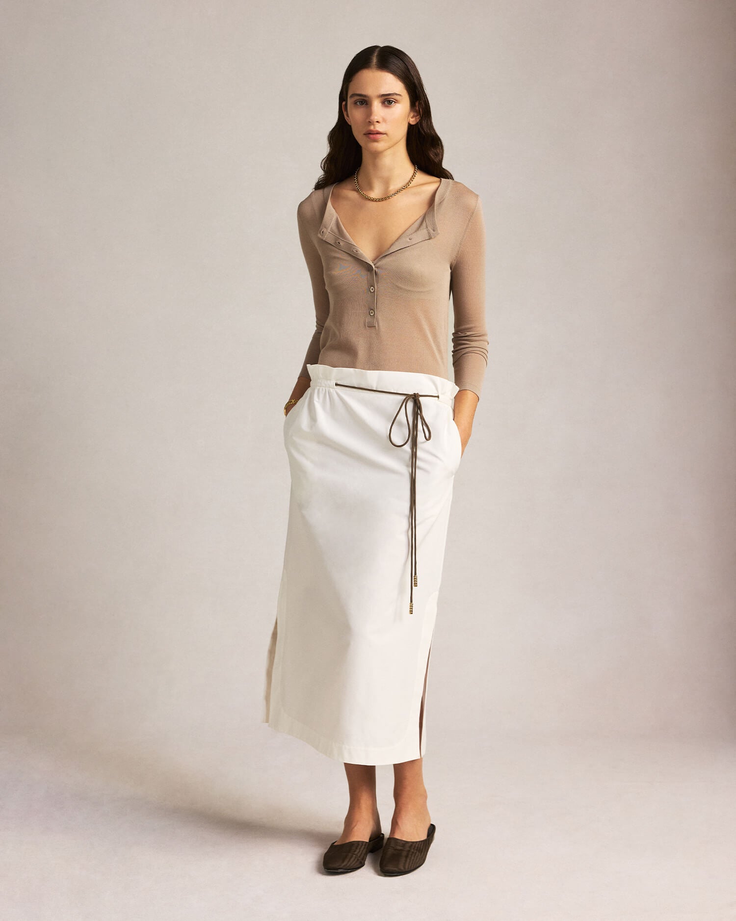 Amelia Skirt - White Silk Cotton