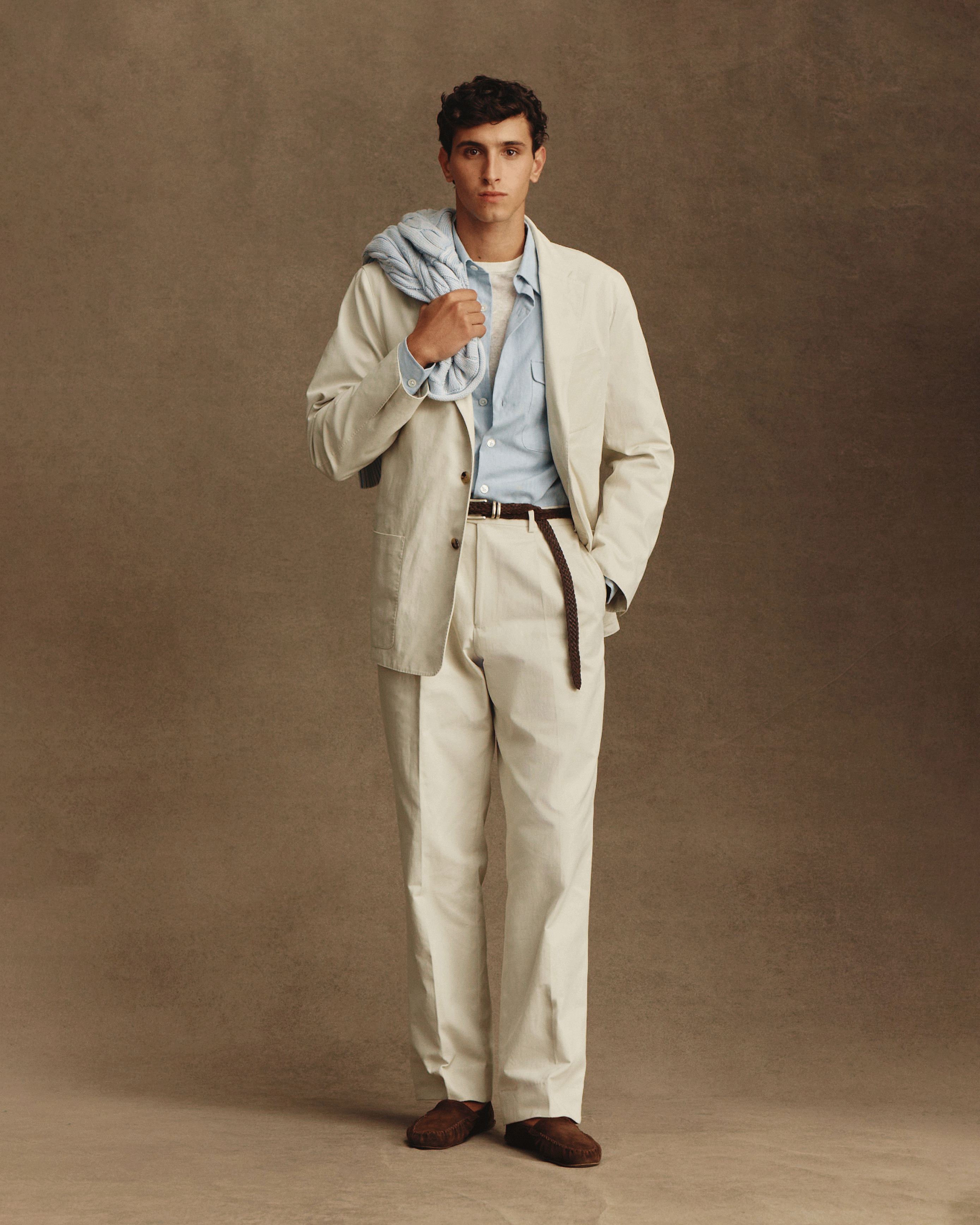 Double Pleated Trouser - Bone Canvas