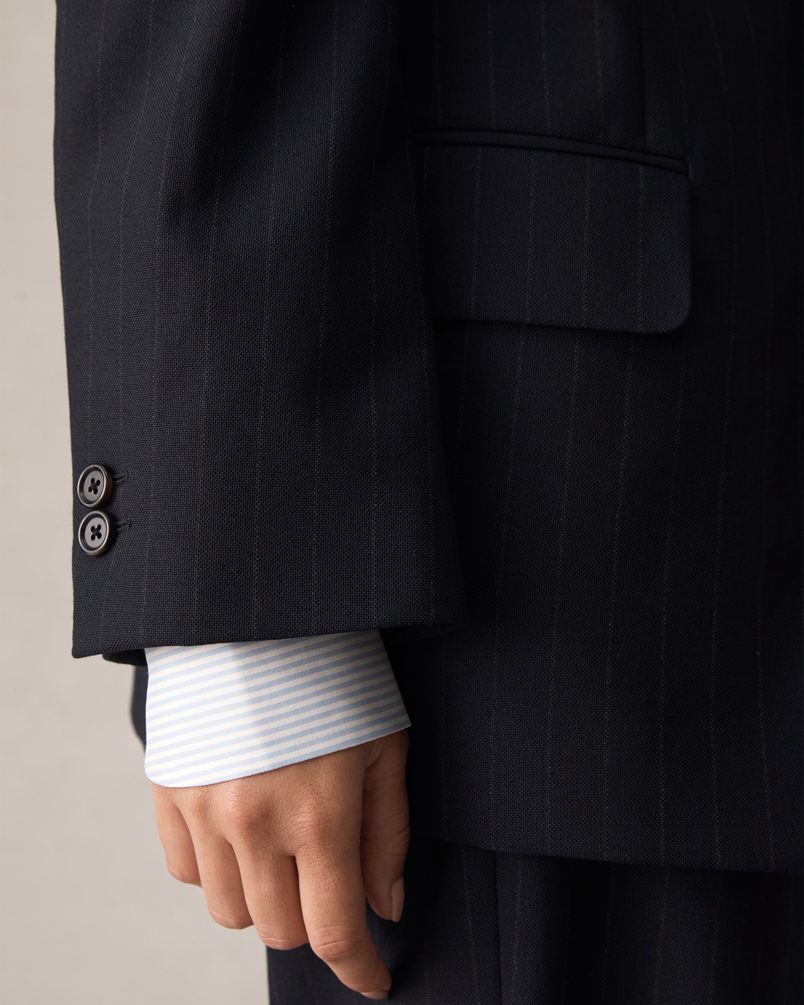 Ava Blazer - Navy Pinstripe