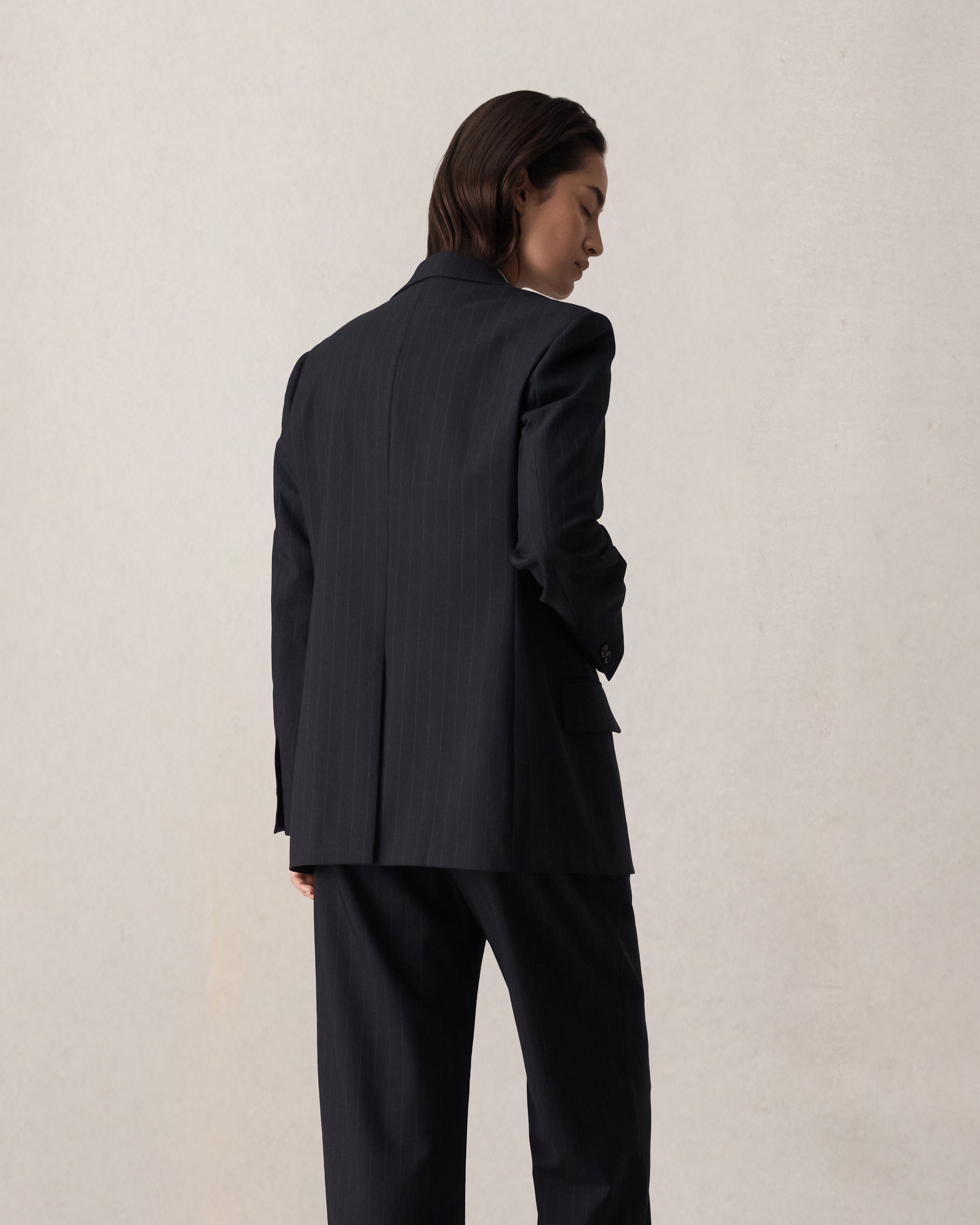 Ava Blazer - Navy Pinstripe